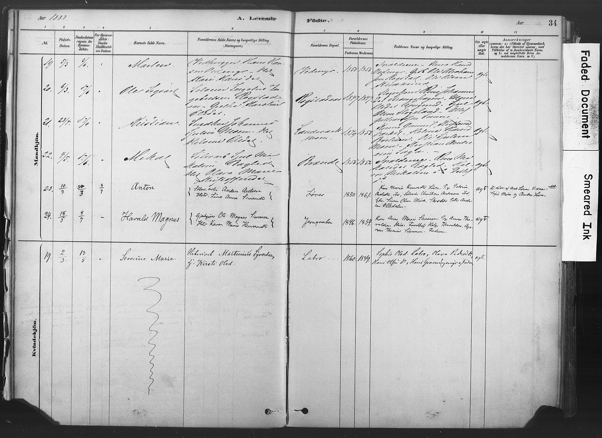 Sandsvær kirkebøker, AV/SAKO-A-244/F/Fd/L0001: Parish register (official) no. IV 1, 1878-1906, p. 34