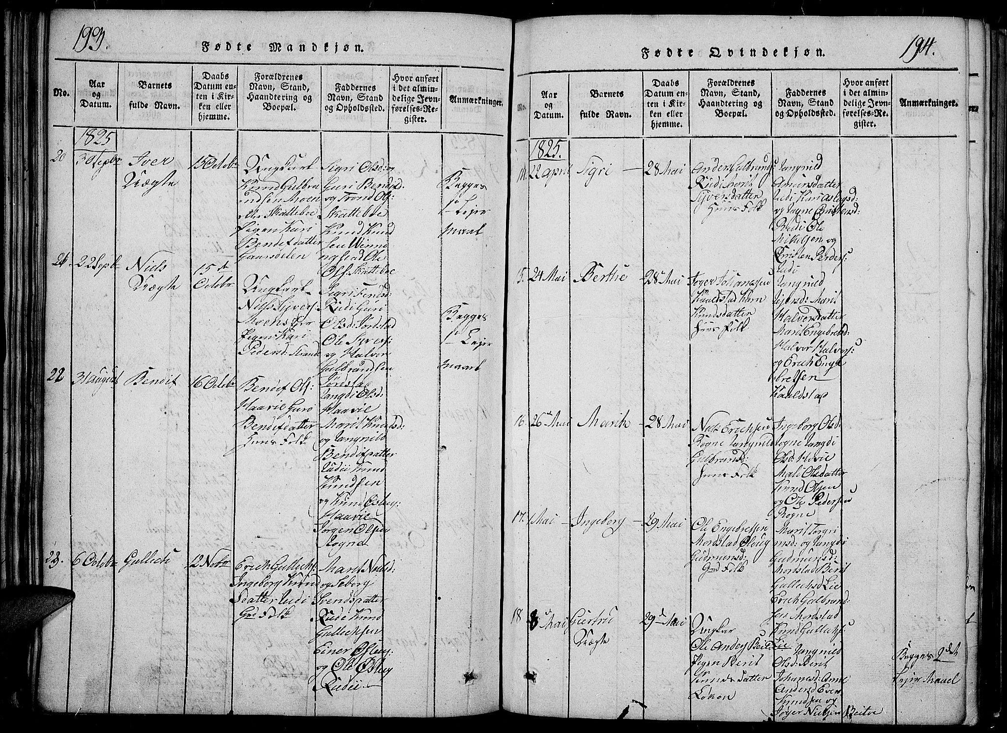 Slidre prestekontor, AV/SAH-PREST-134/H/Ha/Hab/L0002: Parish register (copy) no. 2, 1814-1839, p. 193-194