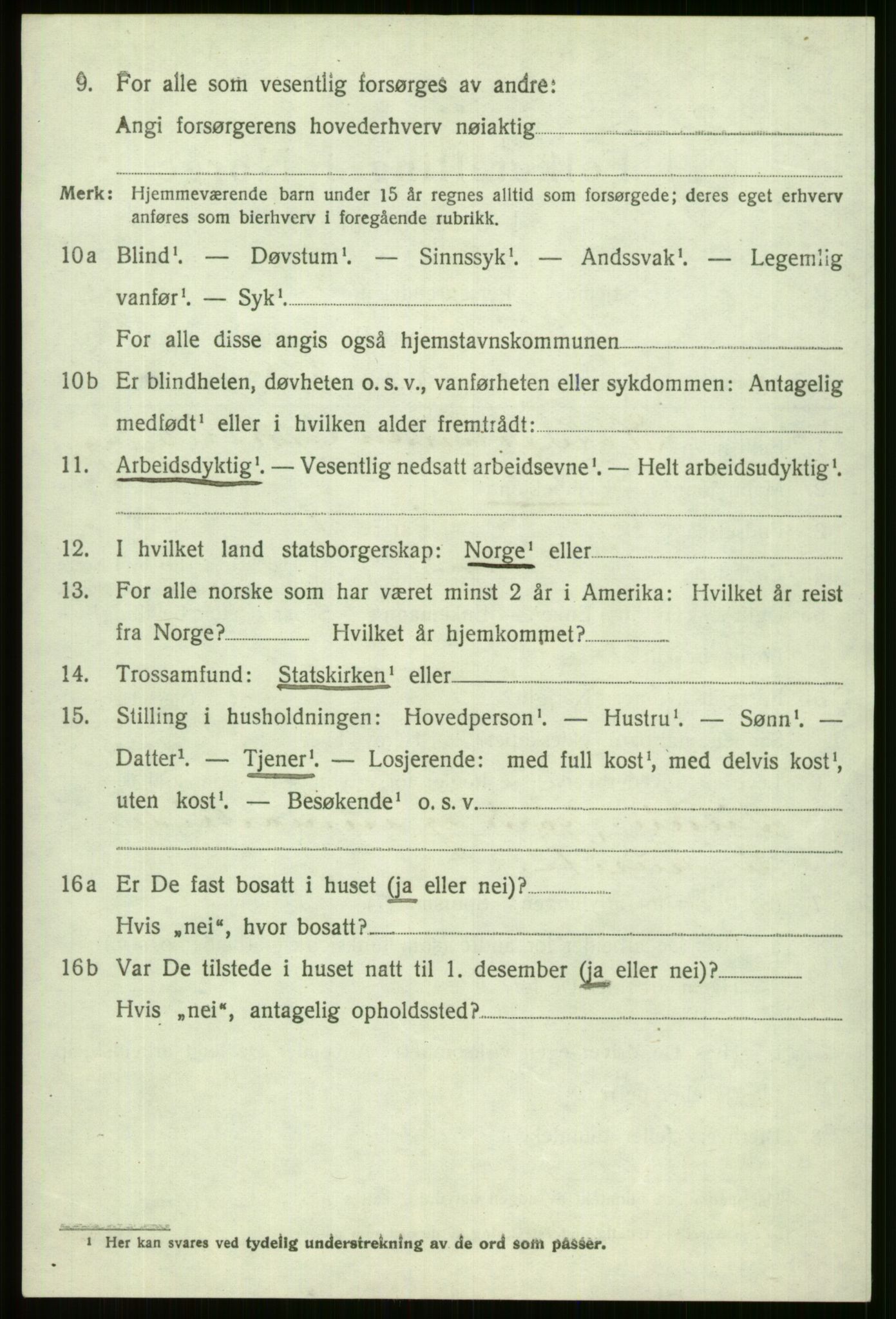 SAB, 1920 census for Voss, 1920, p. 20326