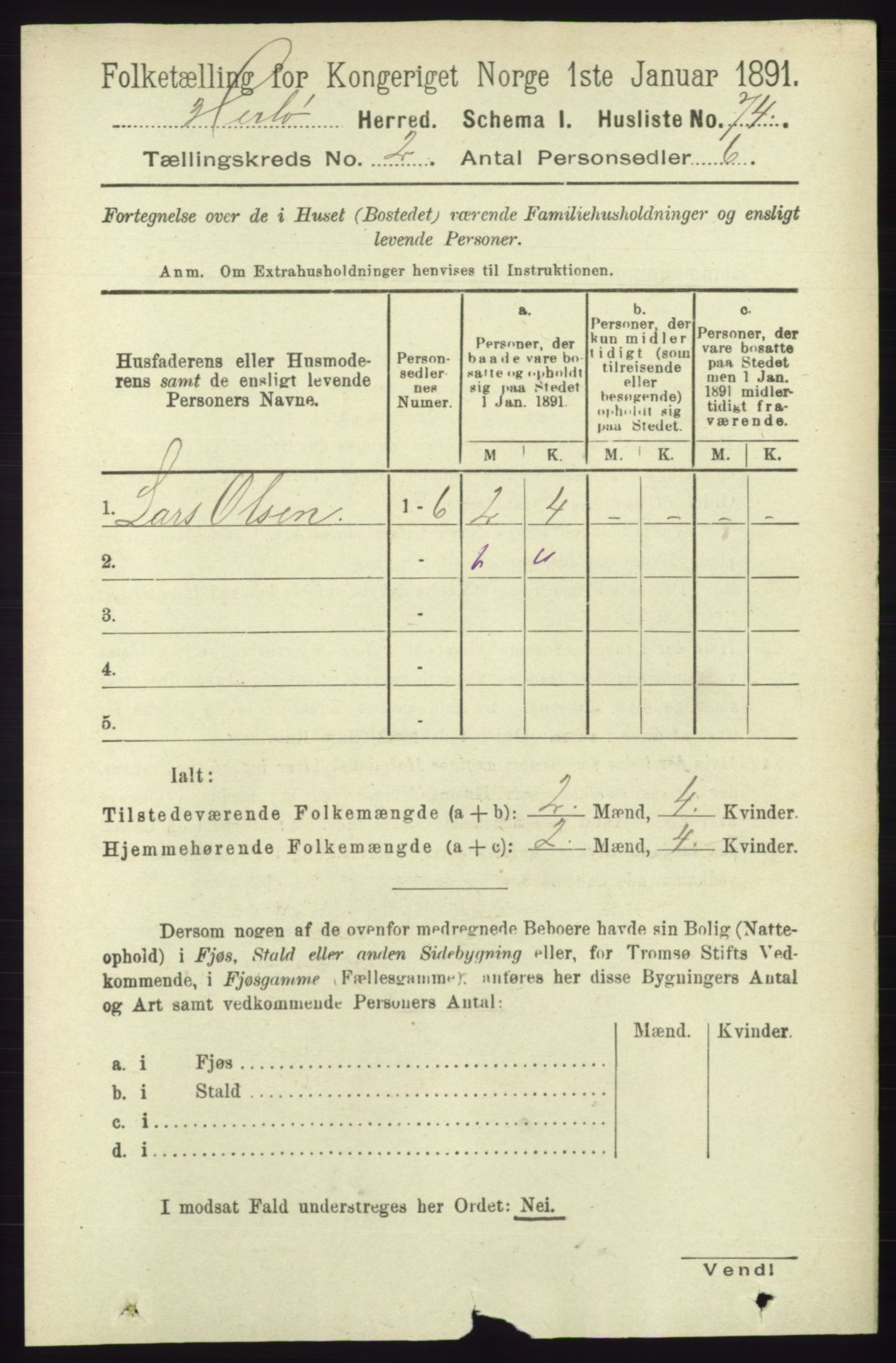 RA, 1891 census for 1258 Herdla, 1891, p. 533