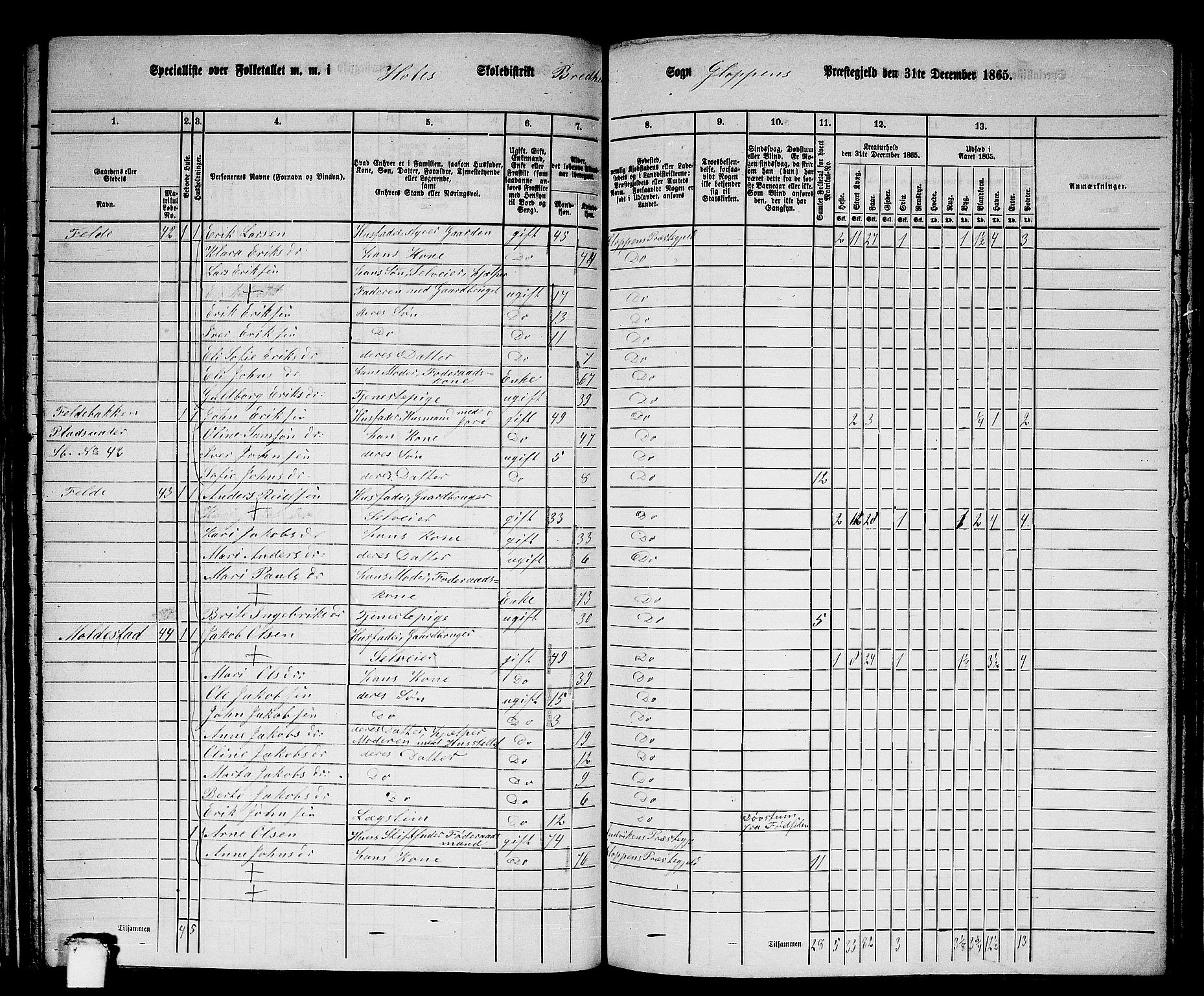 RA, 1865 census for Gloppen, 1865, p. 156