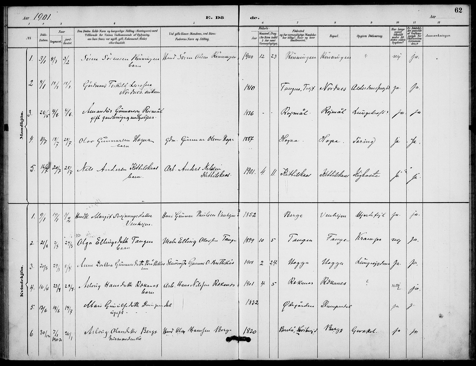Lunde kirkebøker, SAKO/A-282/F/Fb/L0004: Parish register (official) no. II 4, 1892-1907, p. 62