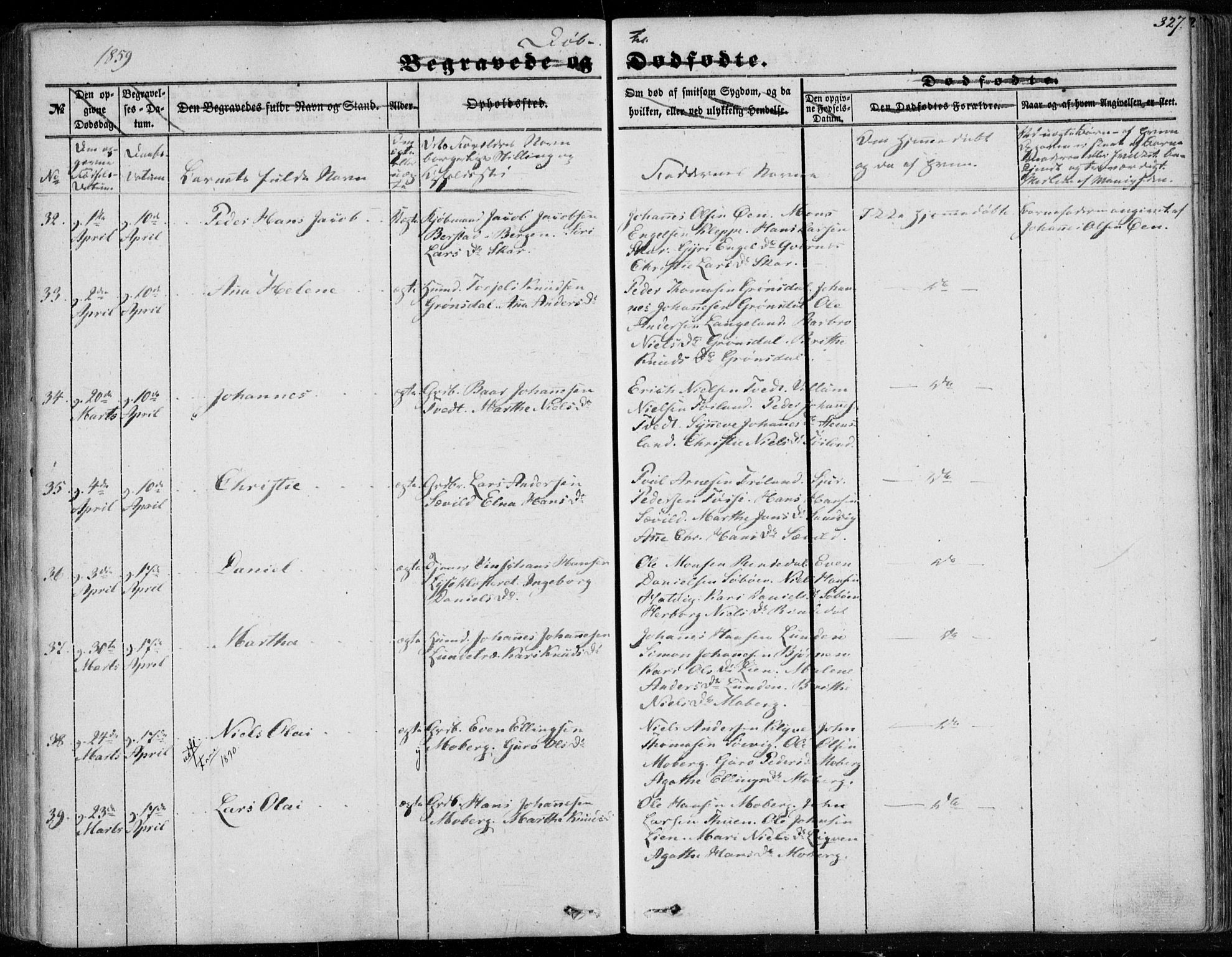 Os sokneprestembete, AV/SAB-A-99929: Parish register (official) no. A 16, 1851-1859, p. 327