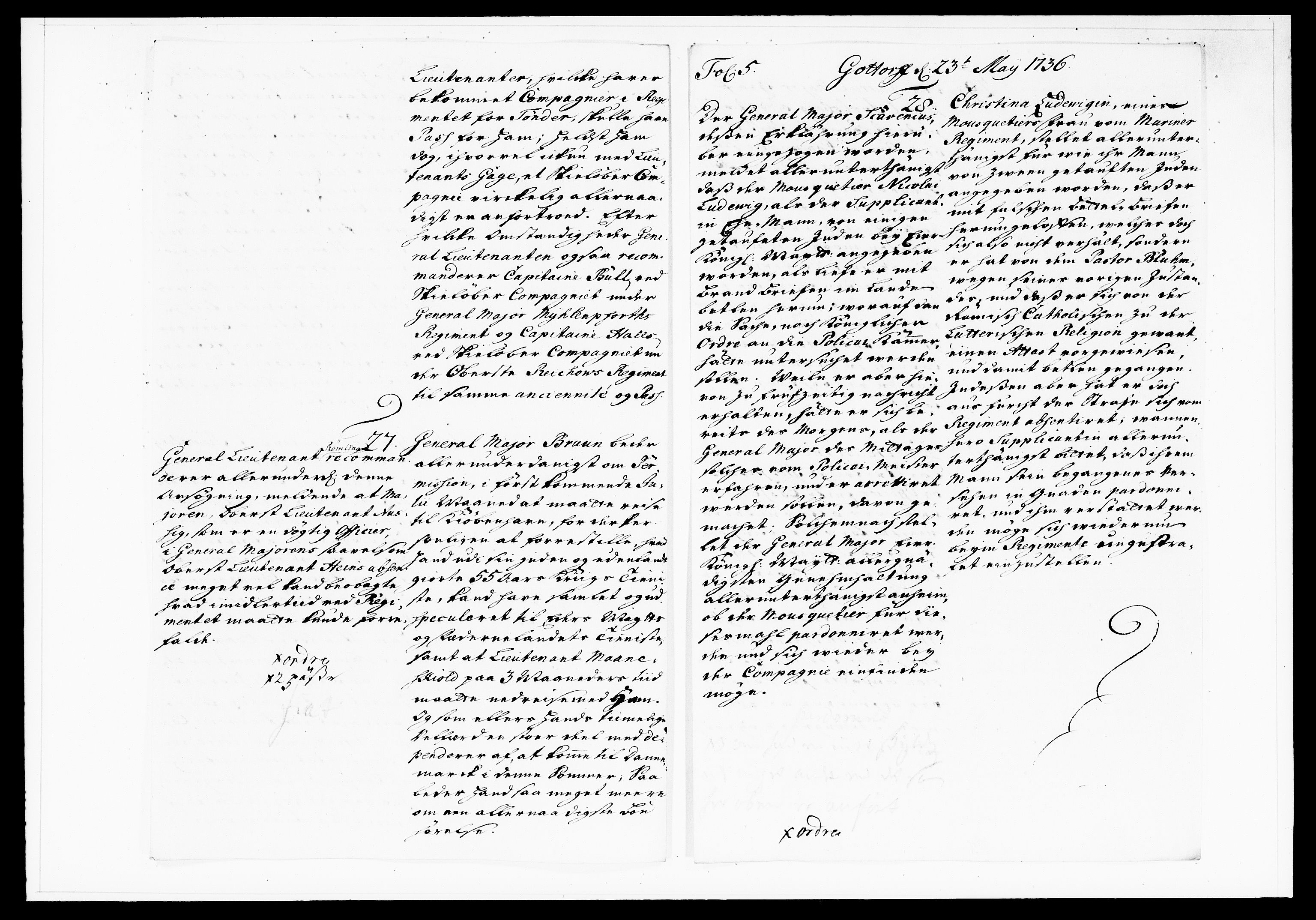Krigskollegiet, Krigskancelliet, DRA/A-0006/-/1130-1137: Refererede sager, 1736, p. 192