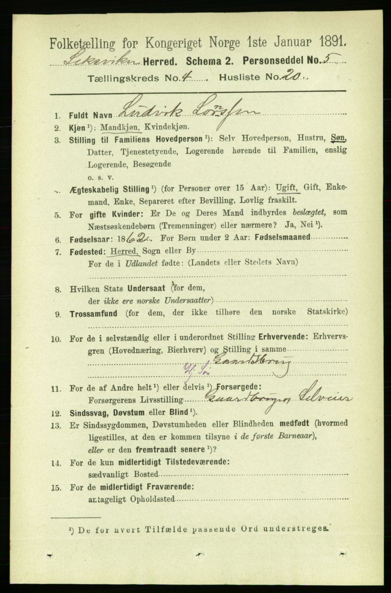 RA, 1891 census for 1718 Leksvik, 1891, p. 2042