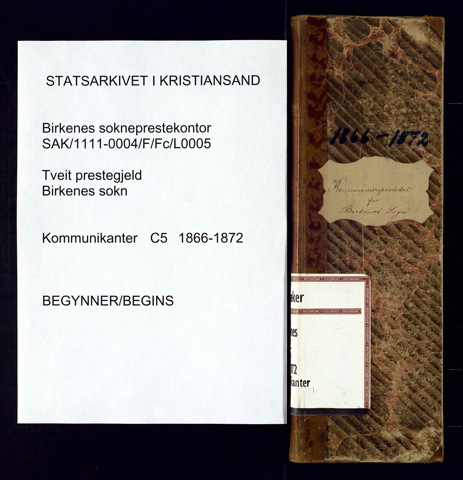 Birkenes sokneprestkontor, AV/SAK-1111-0004/F/Fc/L0005: Communicants register no. C-5, 1866-1872