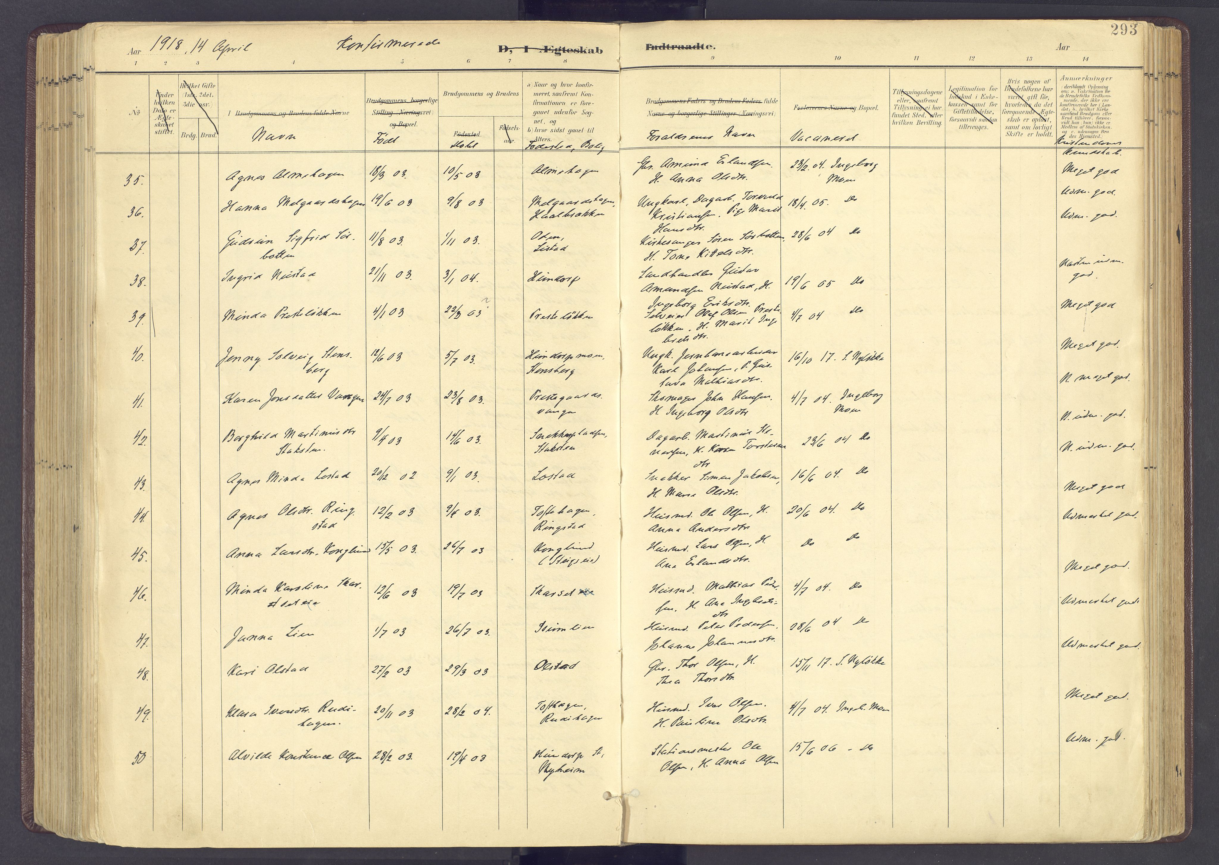 Sør-Fron prestekontor, AV/SAH-PREST-010/H/Ha/Haa/L0004: Parish register (official) no. 4, 1898-1919, p. 293