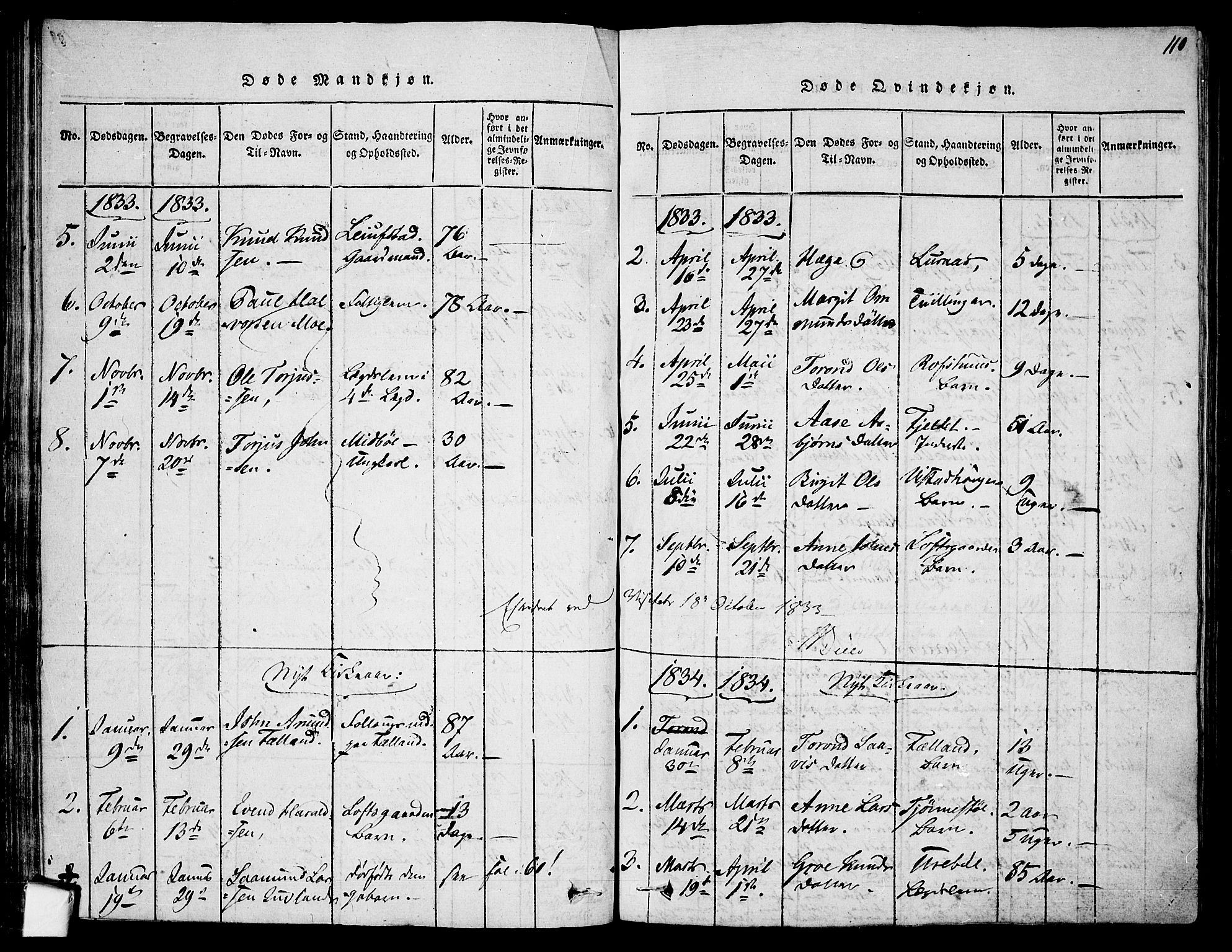 Mo kirkebøker, SAKO/A-286/F/Fa/L0004: Parish register (official) no. I 4, 1814-1844, p. 110