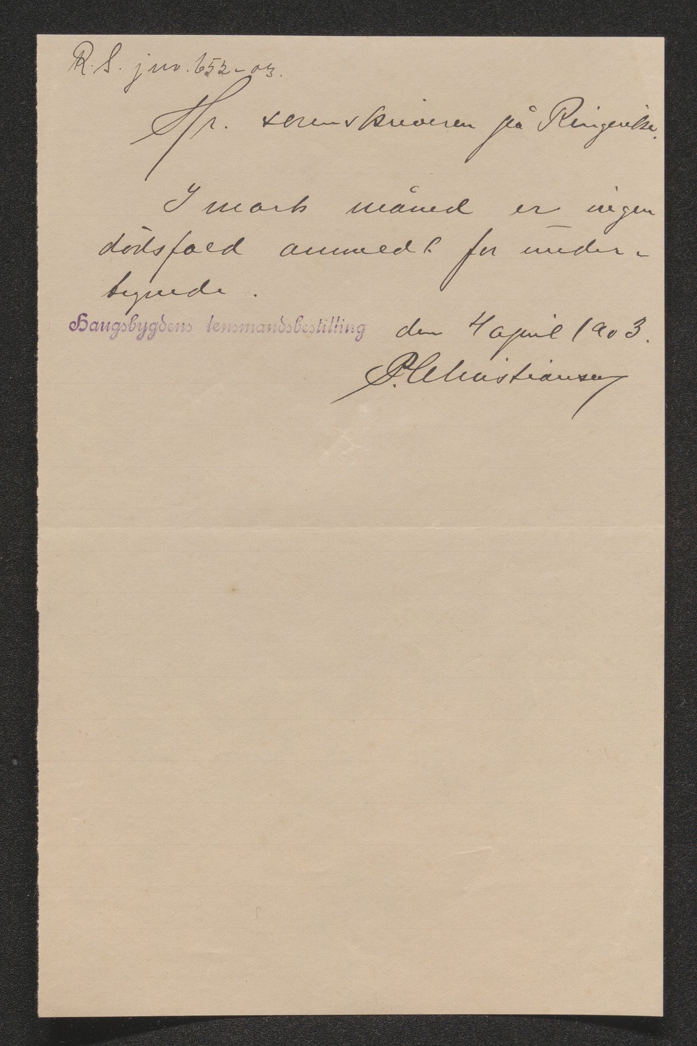 Ringerike sorenskriveri, AV/SAKO-A-105/H/Ha/Hab/L0016: Dødsfallslister Haugsbygd, 1903-1930