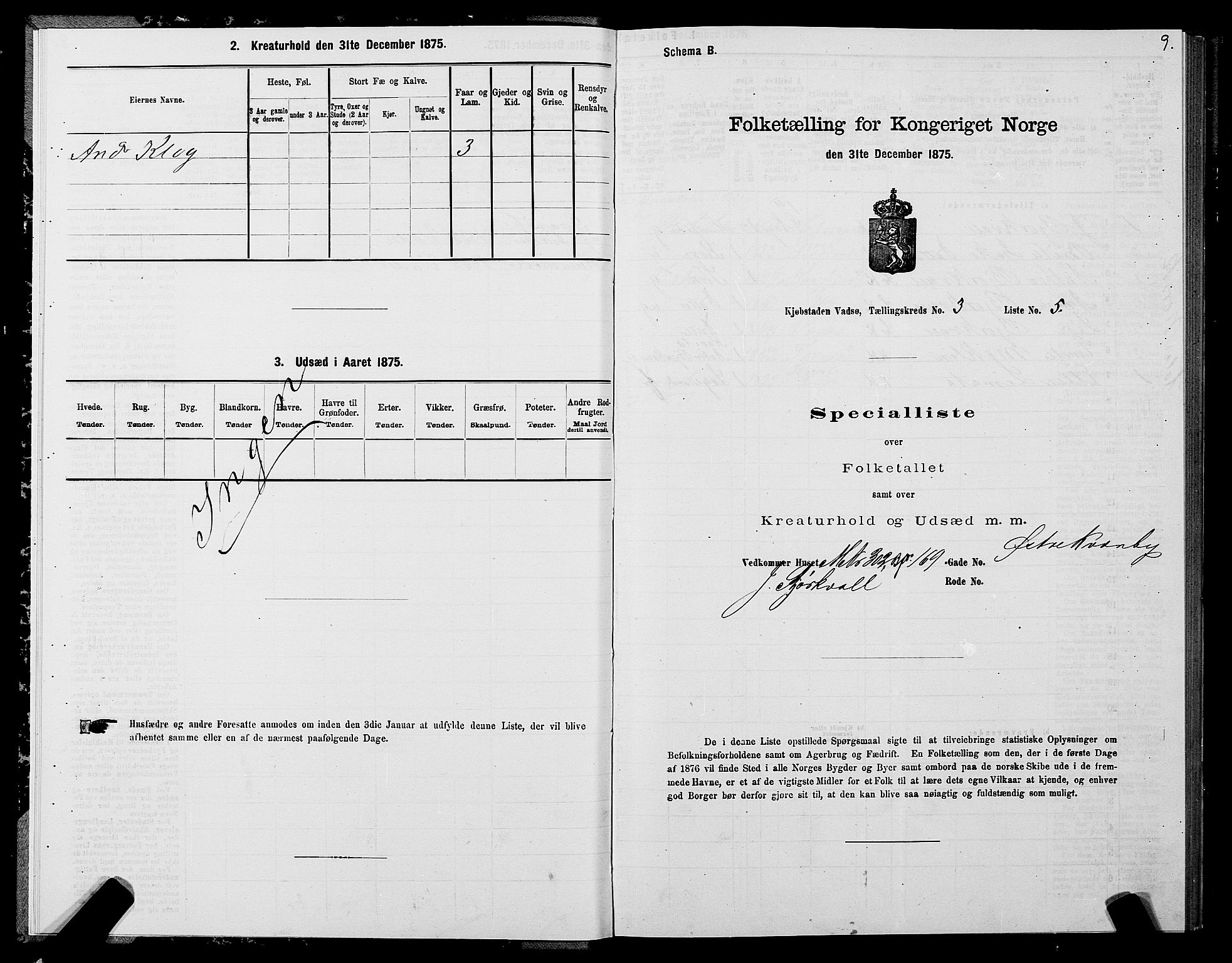 SATØ, 1875 census for 2003B Vadsø/Vadsø, 1875, p. 2009
