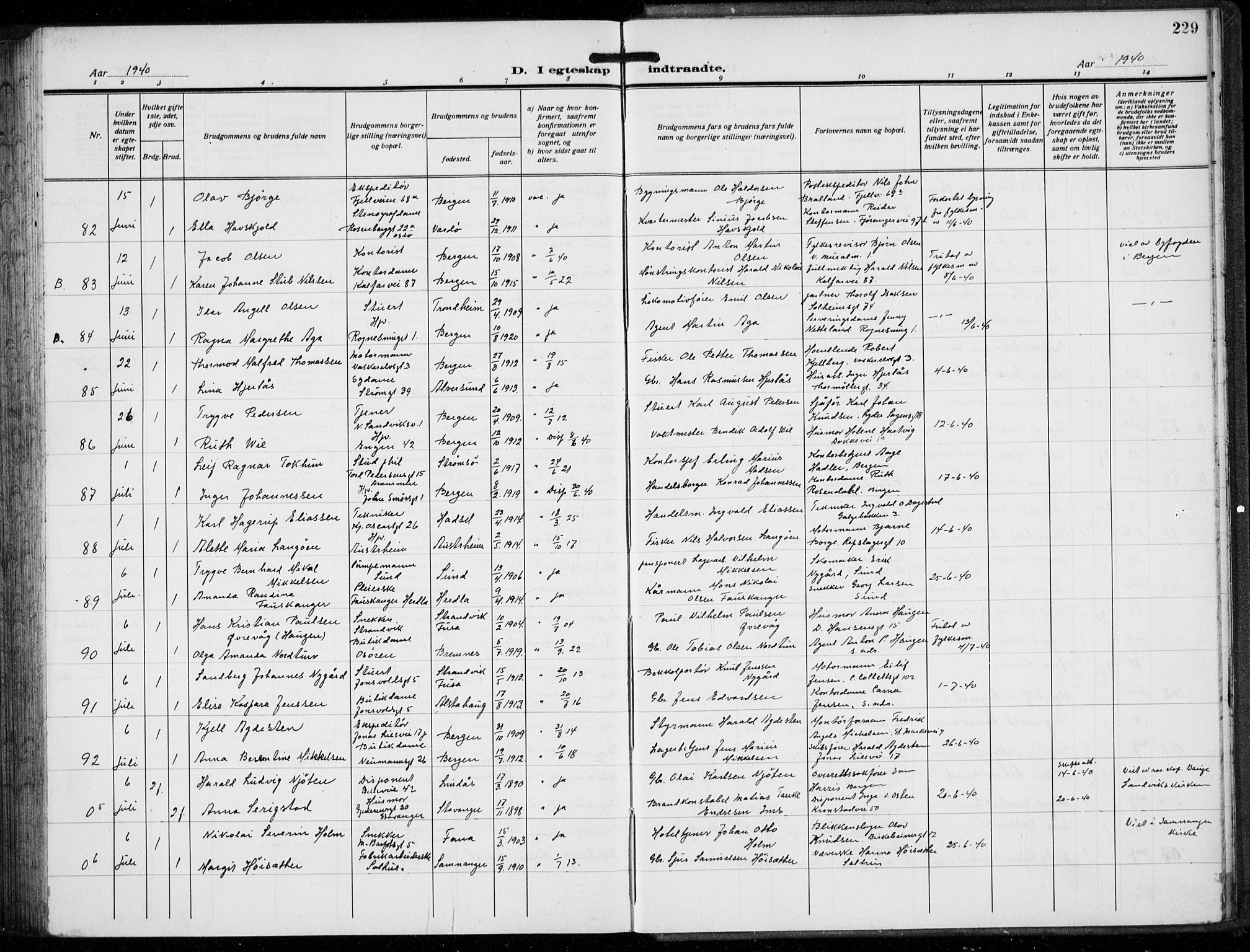 Domkirken sokneprestembete, AV/SAB-A-74801/H/Hab/L0034: Parish register (copy) no. D 6, 1924-1941, p. 229