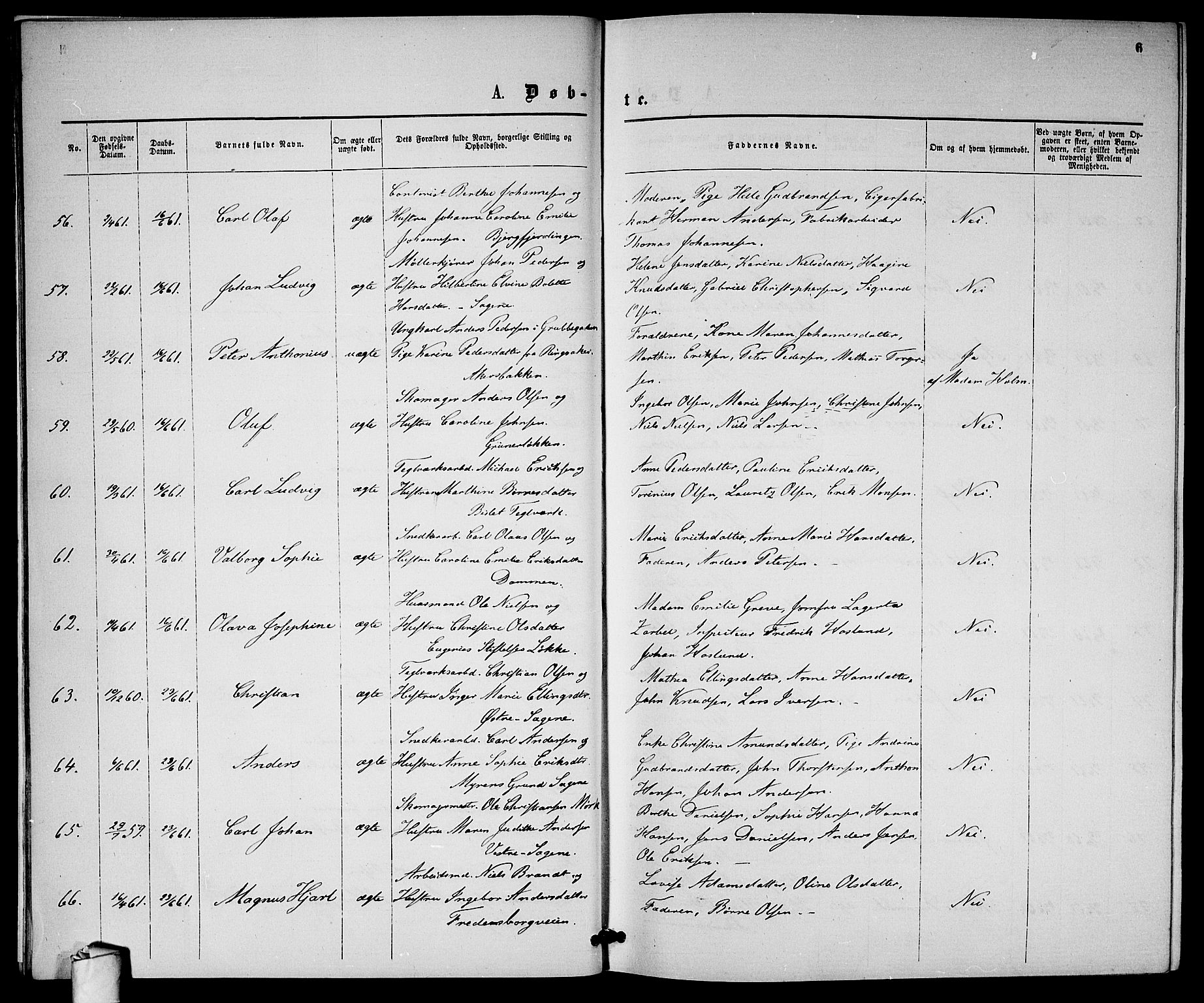 Gamle Aker prestekontor Kirkebøker, AV/SAO-A-10617a/G/L0001: Parish register (copy) no. 1, 1861-1868, p. 6