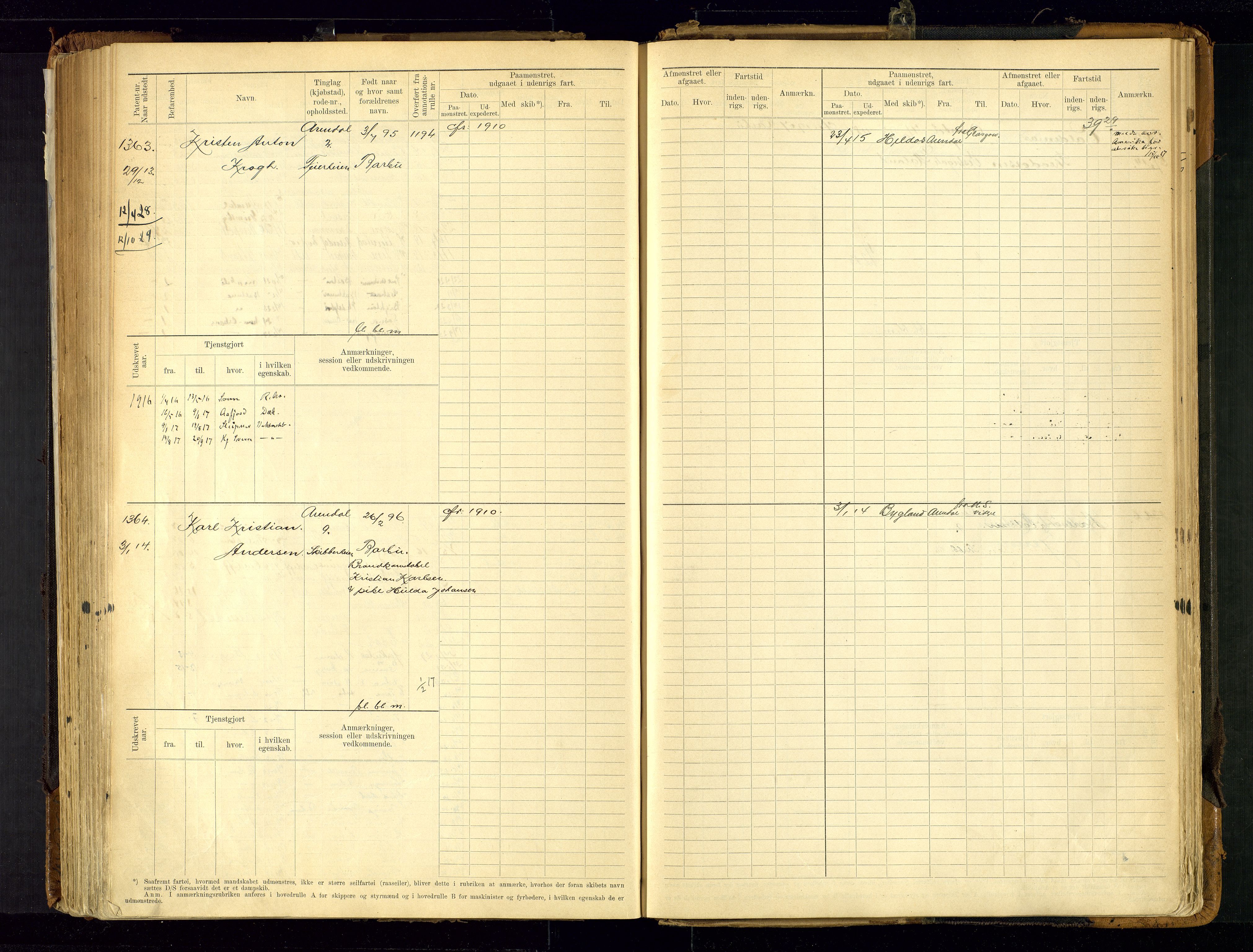 Arendal mønstringskrets, AV/SAK-2031-0012/F/Fb/L0021: Hovedrulle A nr 969-1465, S-19, 1910-1914, p. 202