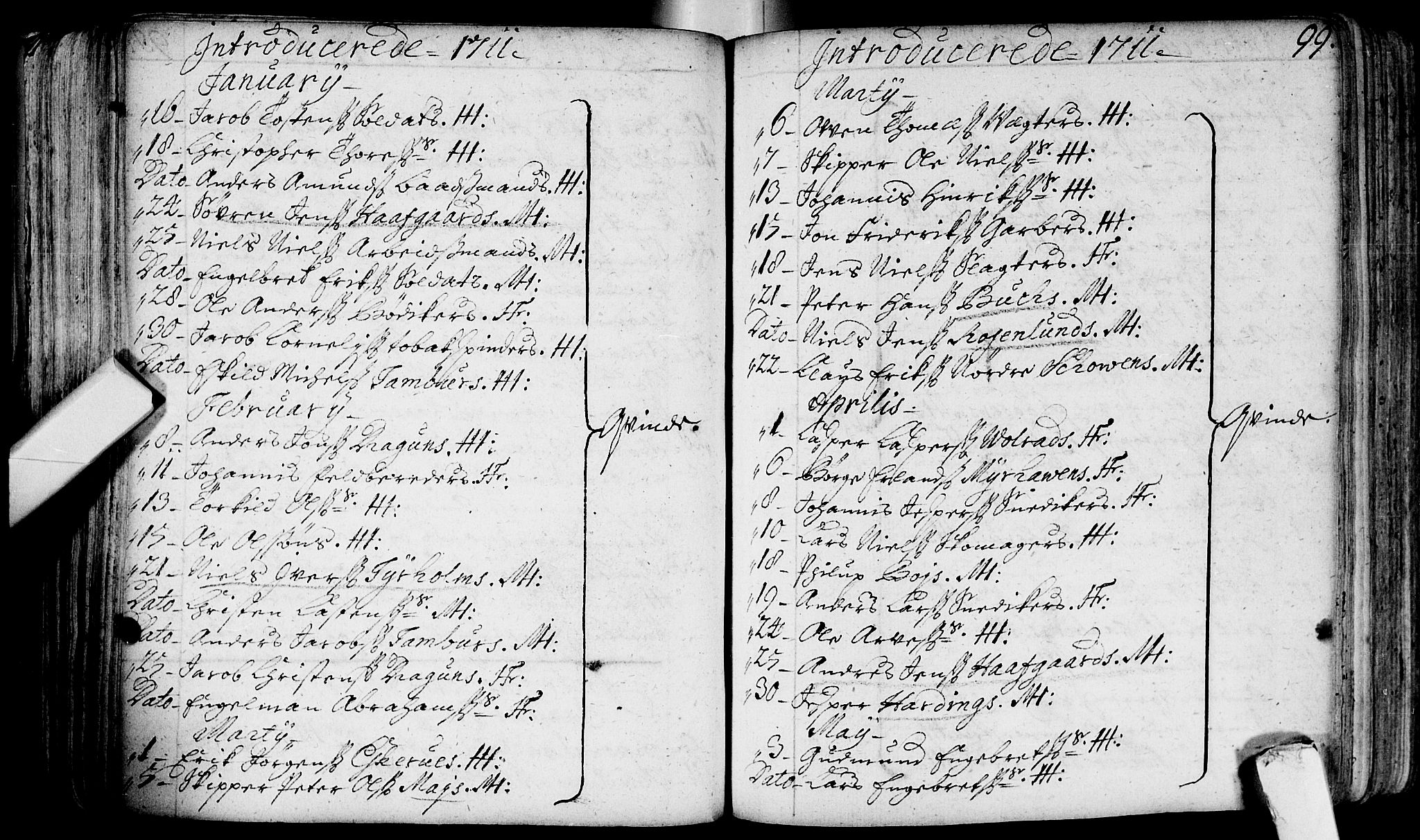 Bragernes kirkebøker, AV/SAKO-A-6/F/Fa/L0003: Parish register (official) no. I 3, 1706-1734, p. 99