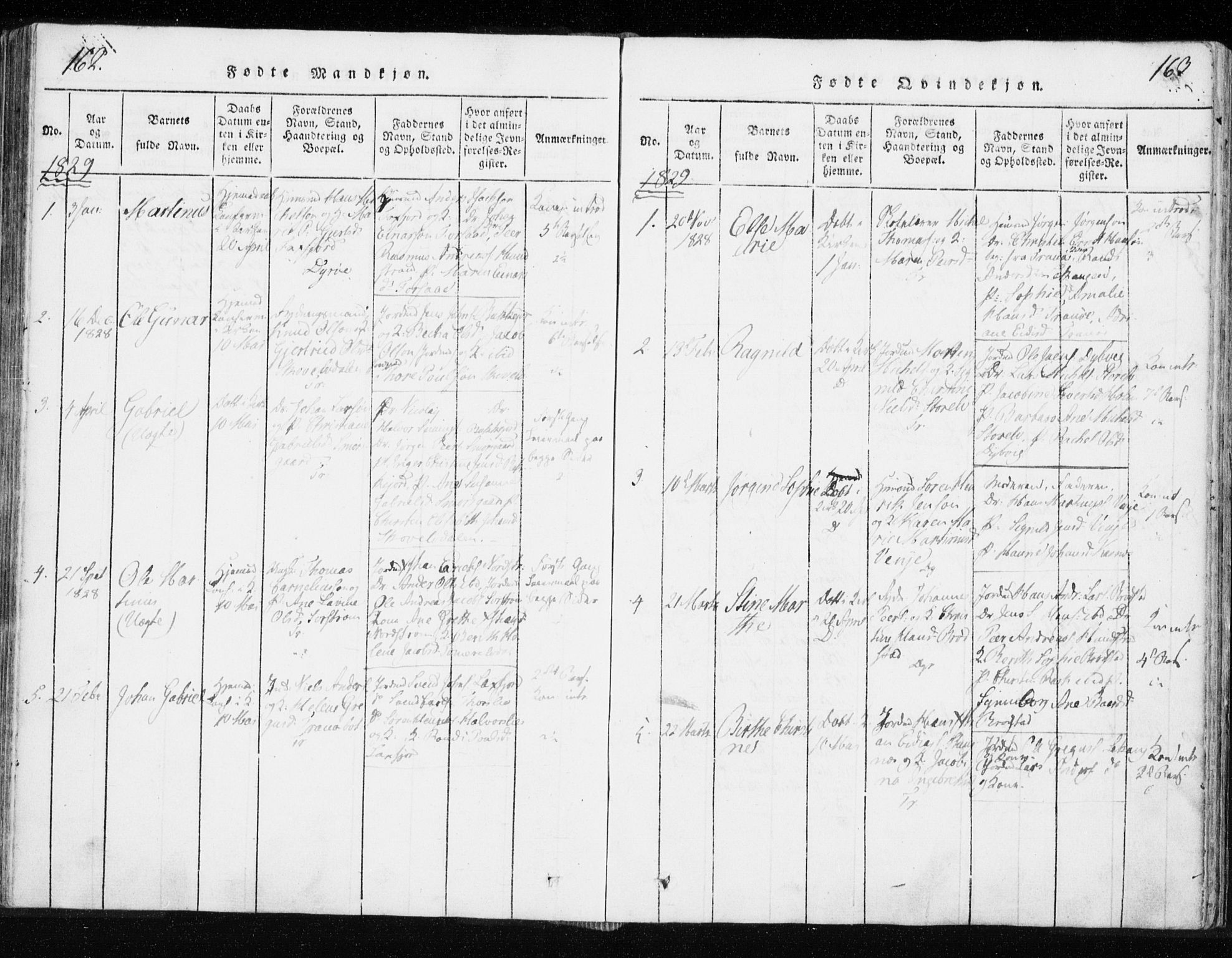 Tranøy sokneprestkontor, SATØ/S-1313/I/Ia/Iaa/L0004kirke: Parish register (official) no. 4, 1820-1829, p. 162-163