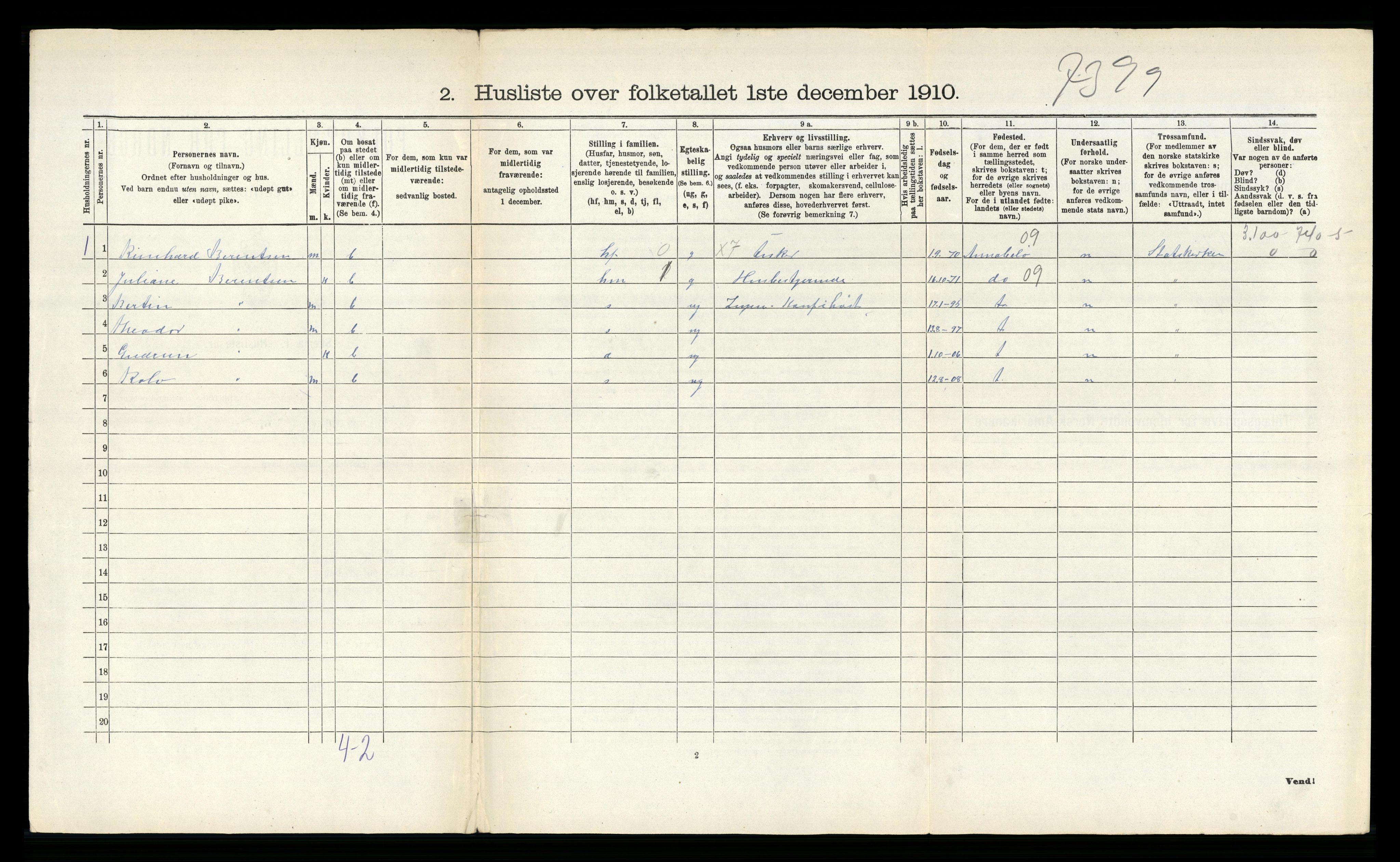 RA, 1910 census for Tromøy, 1910, p. 619