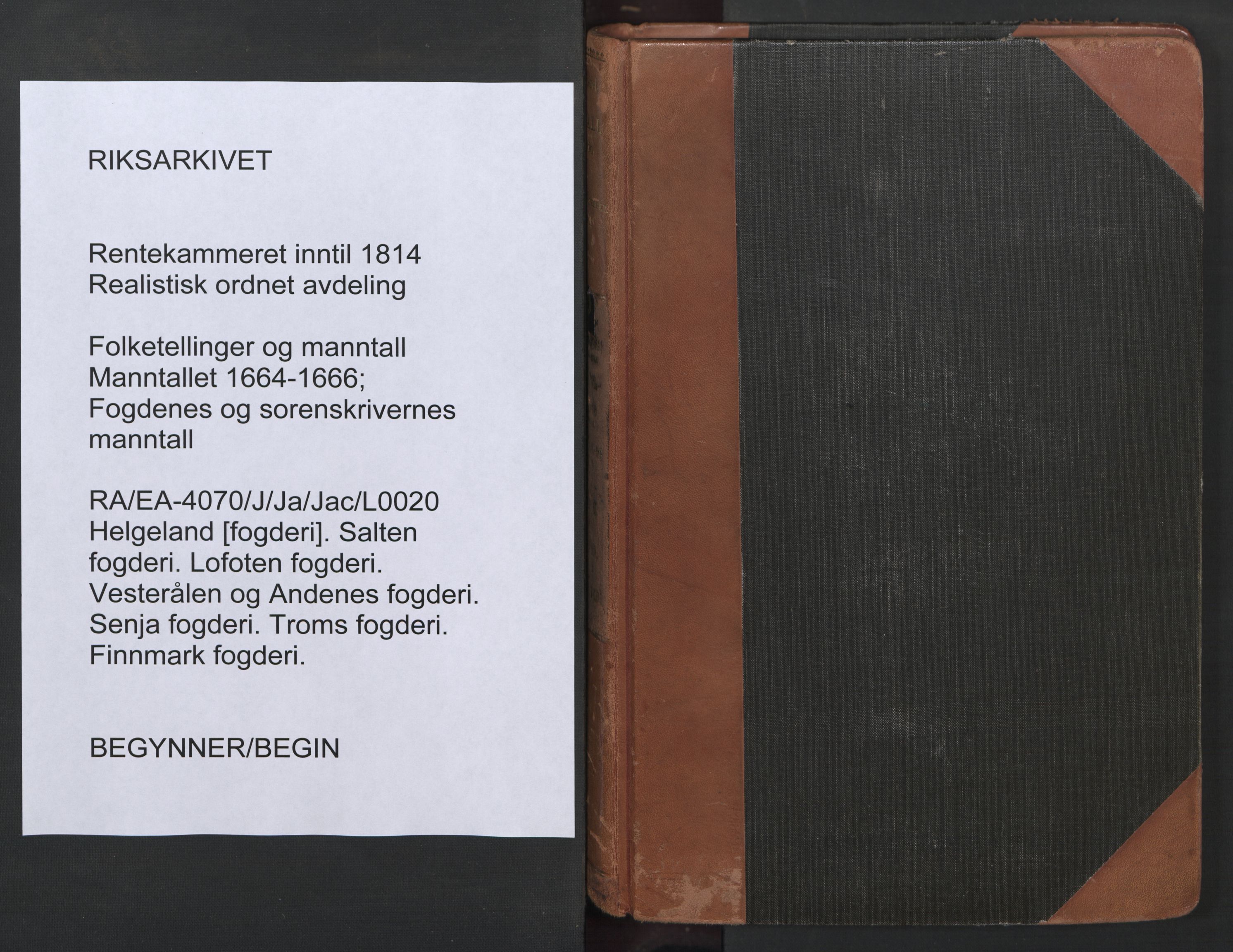 RA, Bailiff's Census 1664-1666, no. 20: Modern Nordland county, modern Troms county and modern Finnmark county, 1665