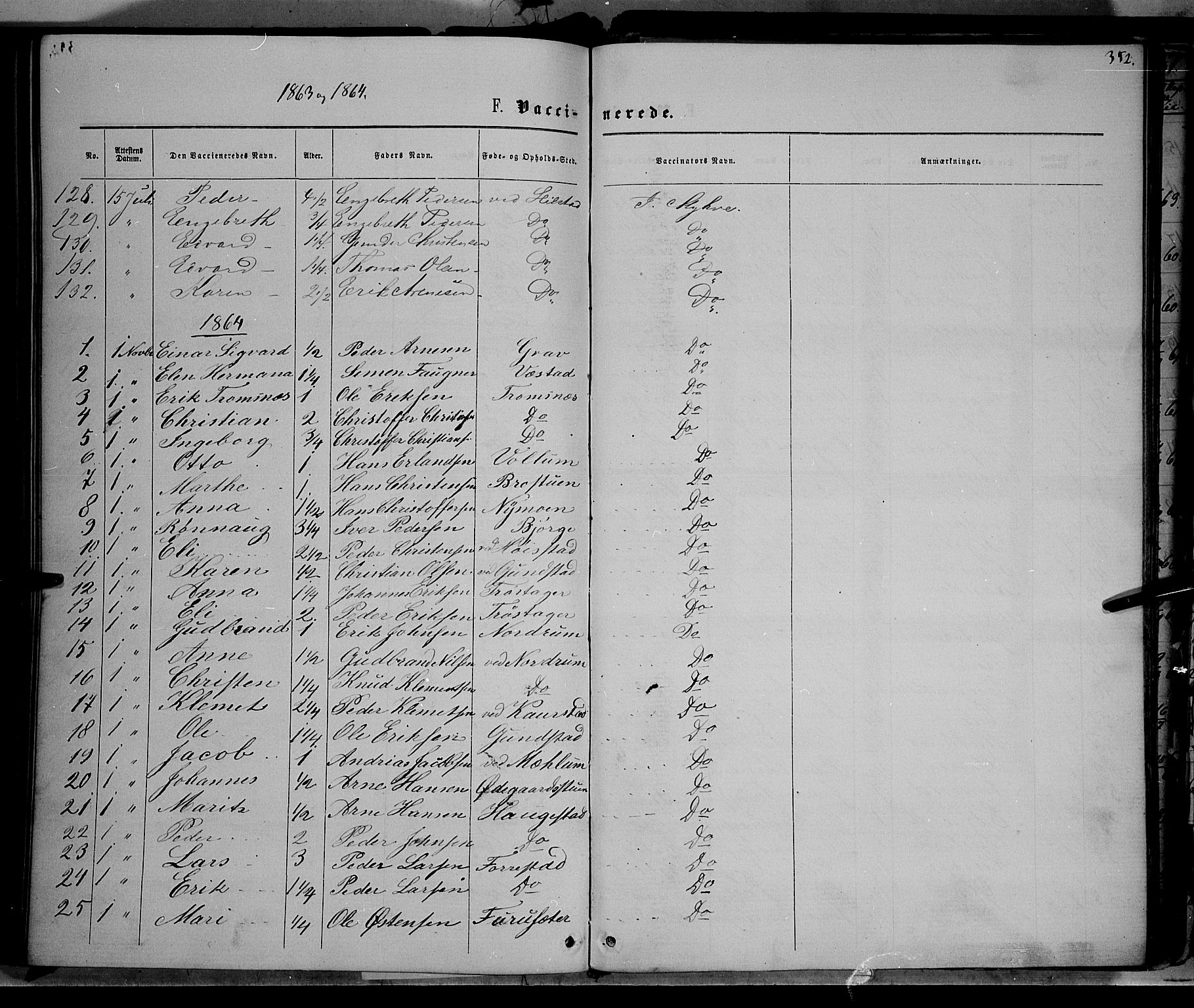 Ringebu prestekontor, SAH/PREST-082/H/Ha/Haa/L0007: Parish register (official) no. 7, 1860-1877, p. 352
