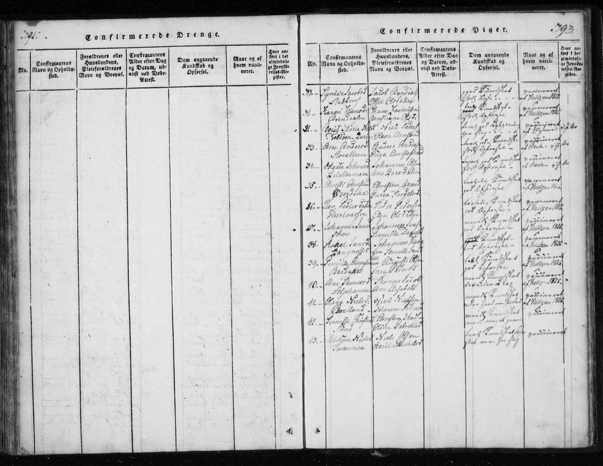 Ministerialprotokoller, klokkerbøker og fødselsregistre - Nordland, AV/SAT-A-1459/825/L0353: Parish register (official) no. 825A07, 1820-1826, p. 392-393