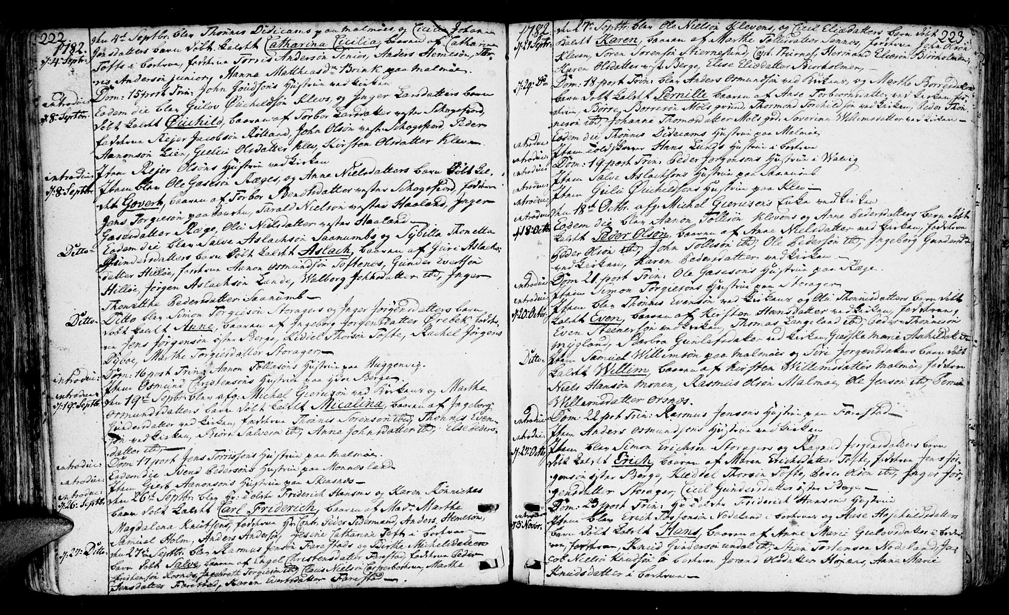 Mandal sokneprestkontor, AV/SAK-1111-0030/F/Fa/Faa/L0003: Parish register (official) no. A 3, 1748-1794, p. 222-223