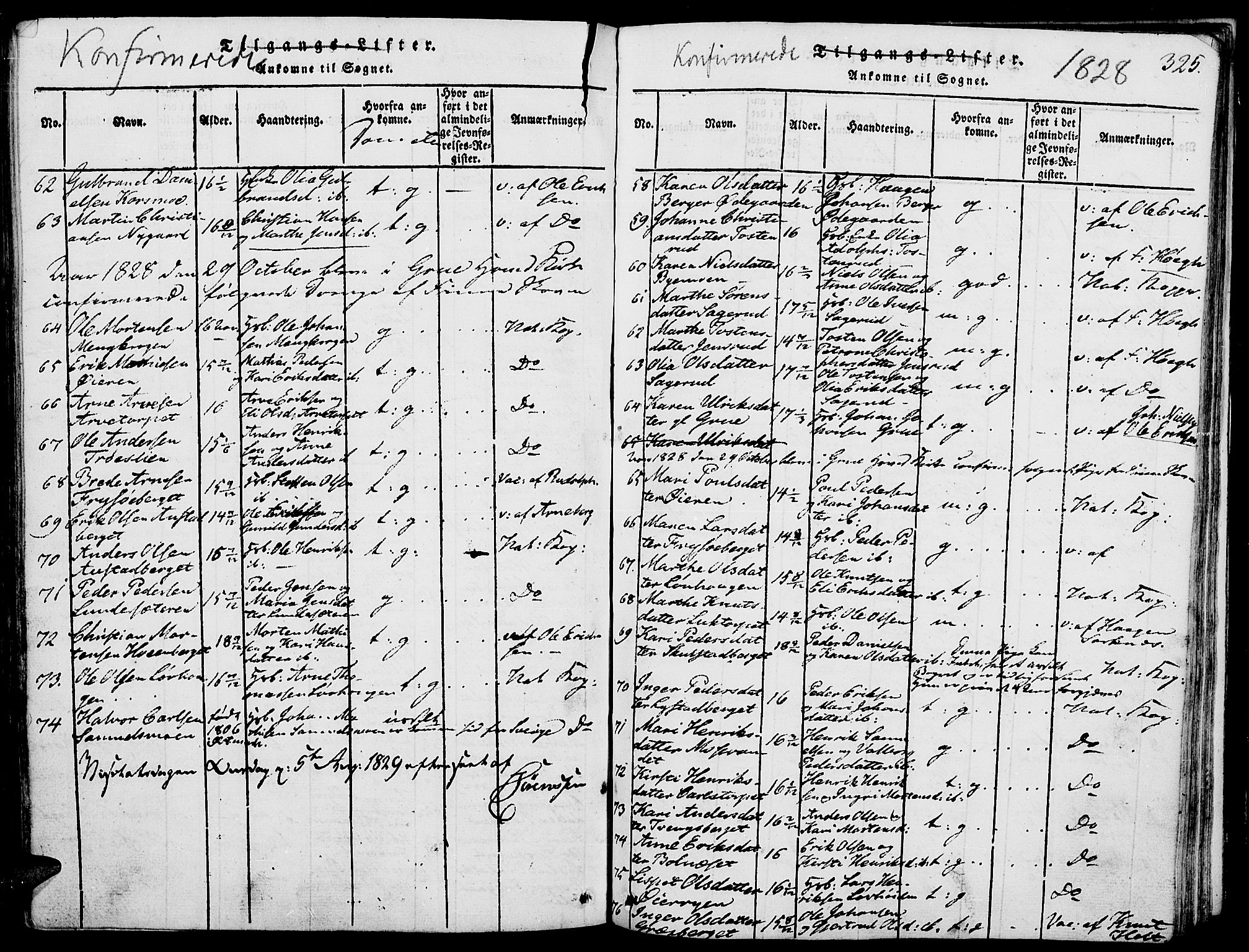Grue prestekontor, SAH/PREST-036/H/Ha/Haa/L0006: Parish register (official) no. 6, 1814-1830, p. 325