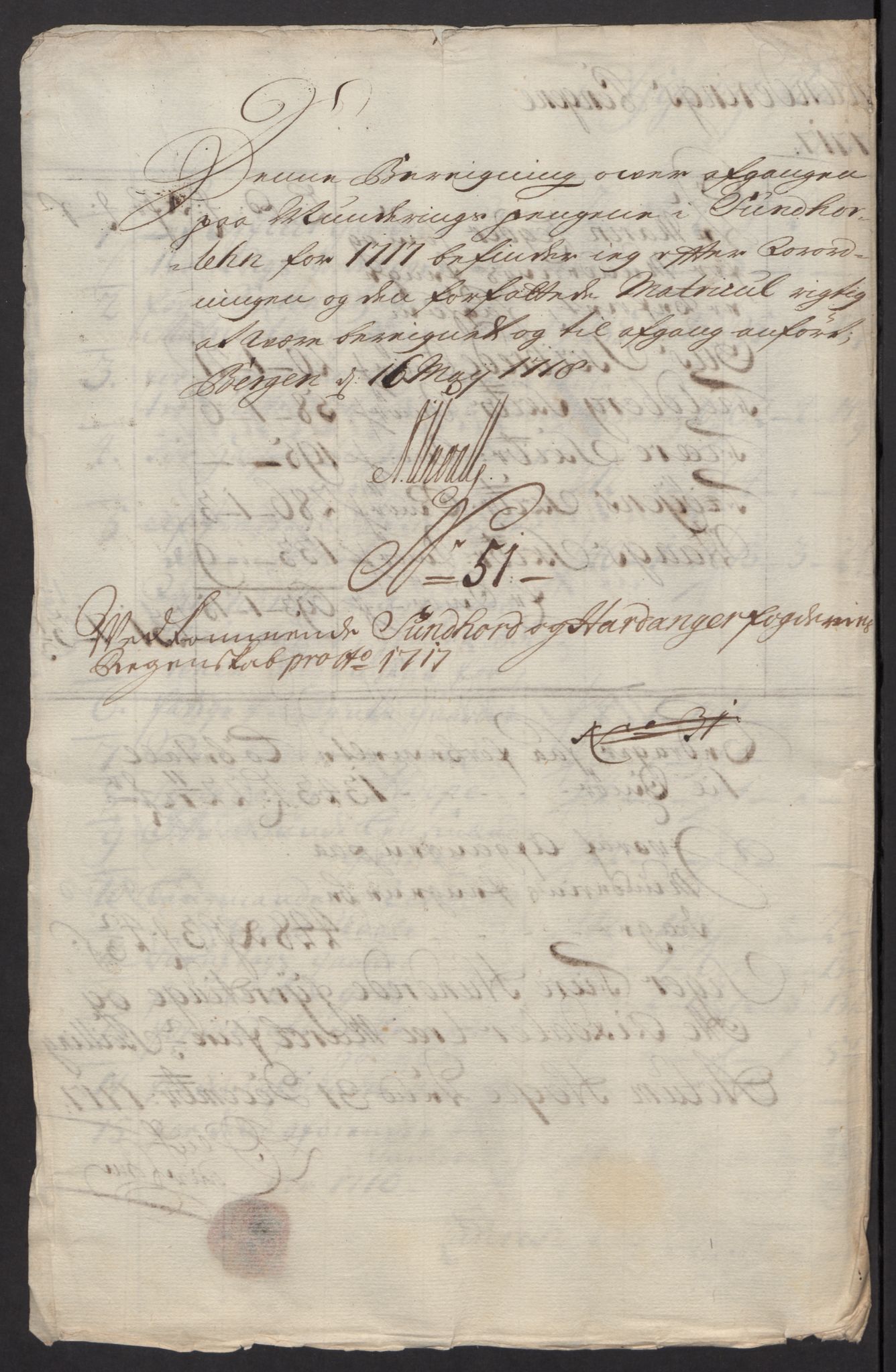 Rentekammeret inntil 1814, Reviderte regnskaper, Fogderegnskap, AV/RA-EA-4092/R48/L2994: Fogderegnskap Sunnhordland og Hardanger, 1717, p. 288