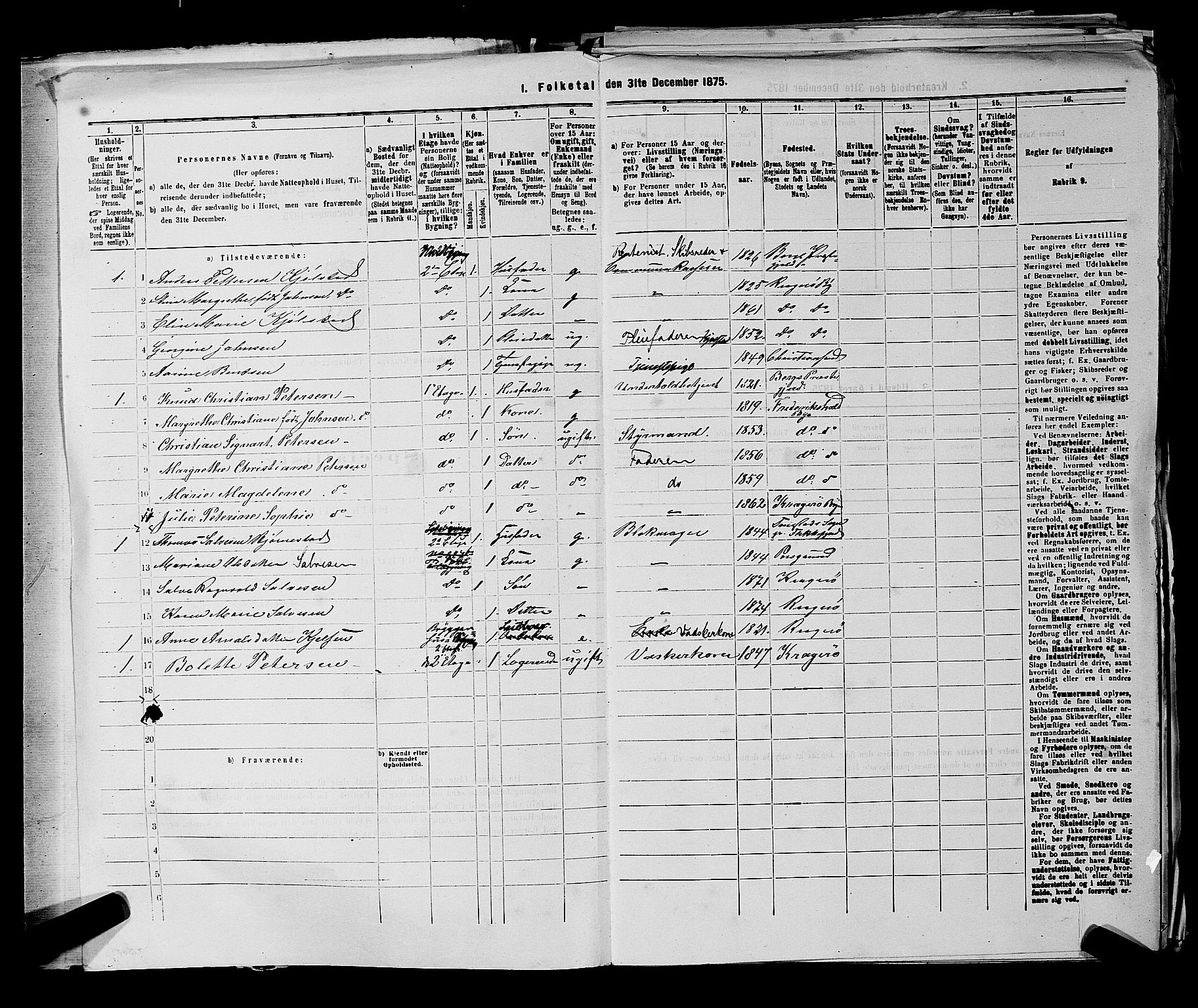 SAKO, 1875 census for 0801P Kragerø, 1875, p. 448