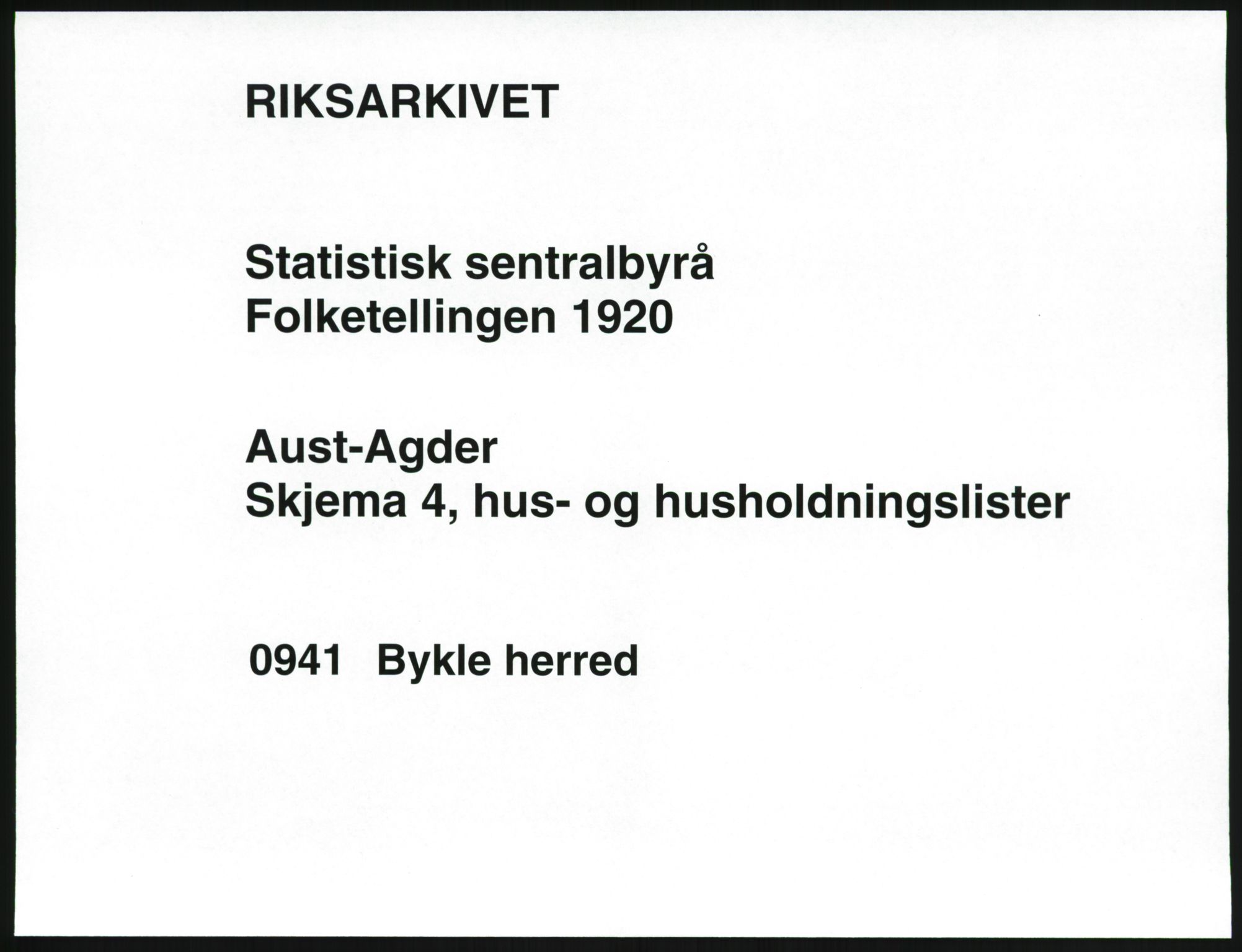 SAK, 1920 census for Bykle, 1920, p. 17