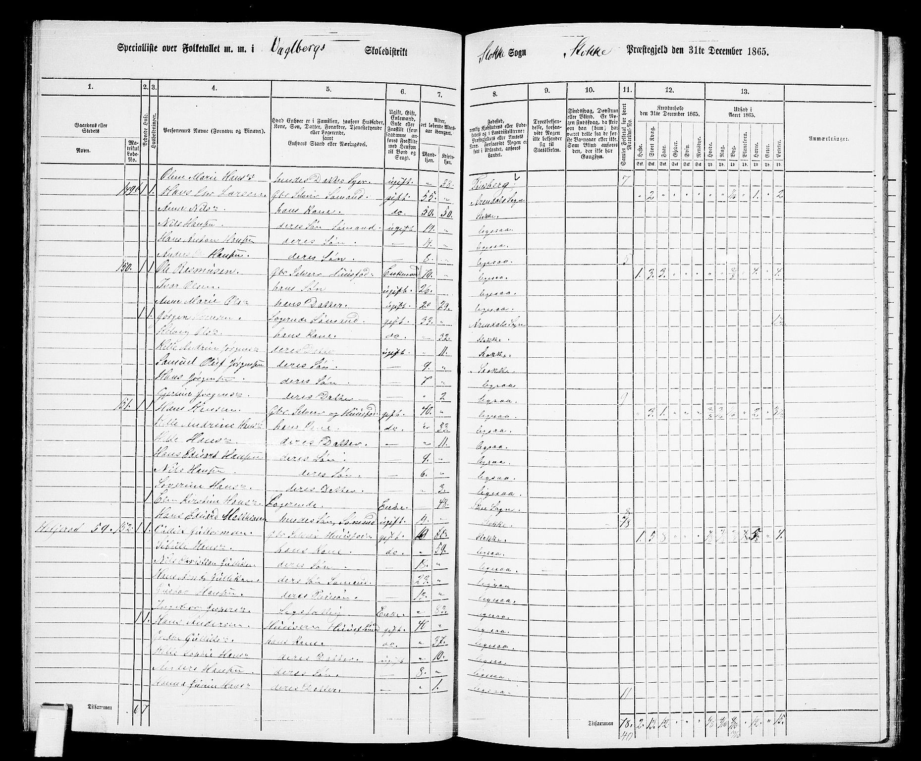 RA, 1865 census for Stokke, 1865, p. 76