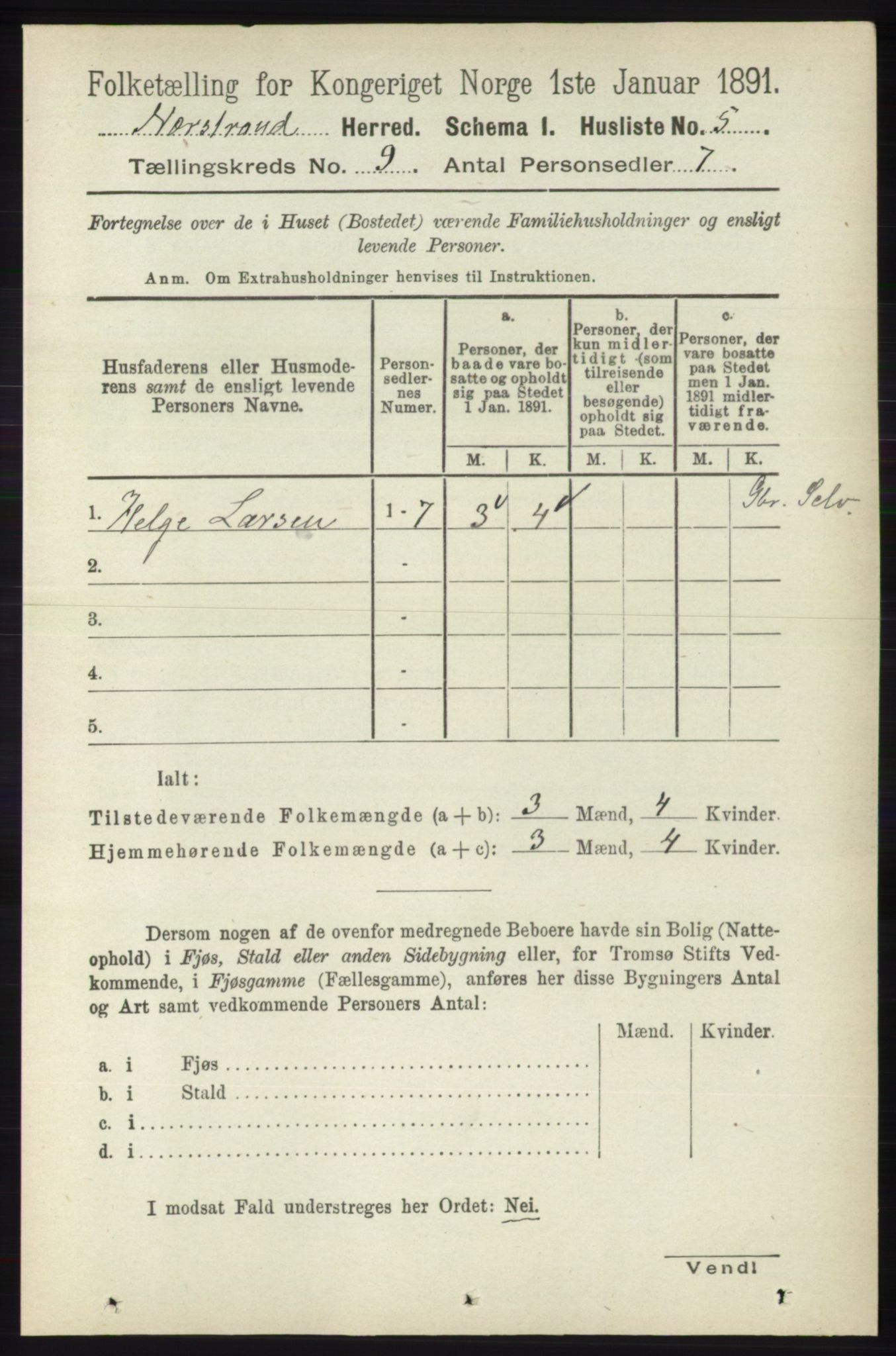 RA, 1891 census for 1139 Nedstrand, 1891, p. 1623