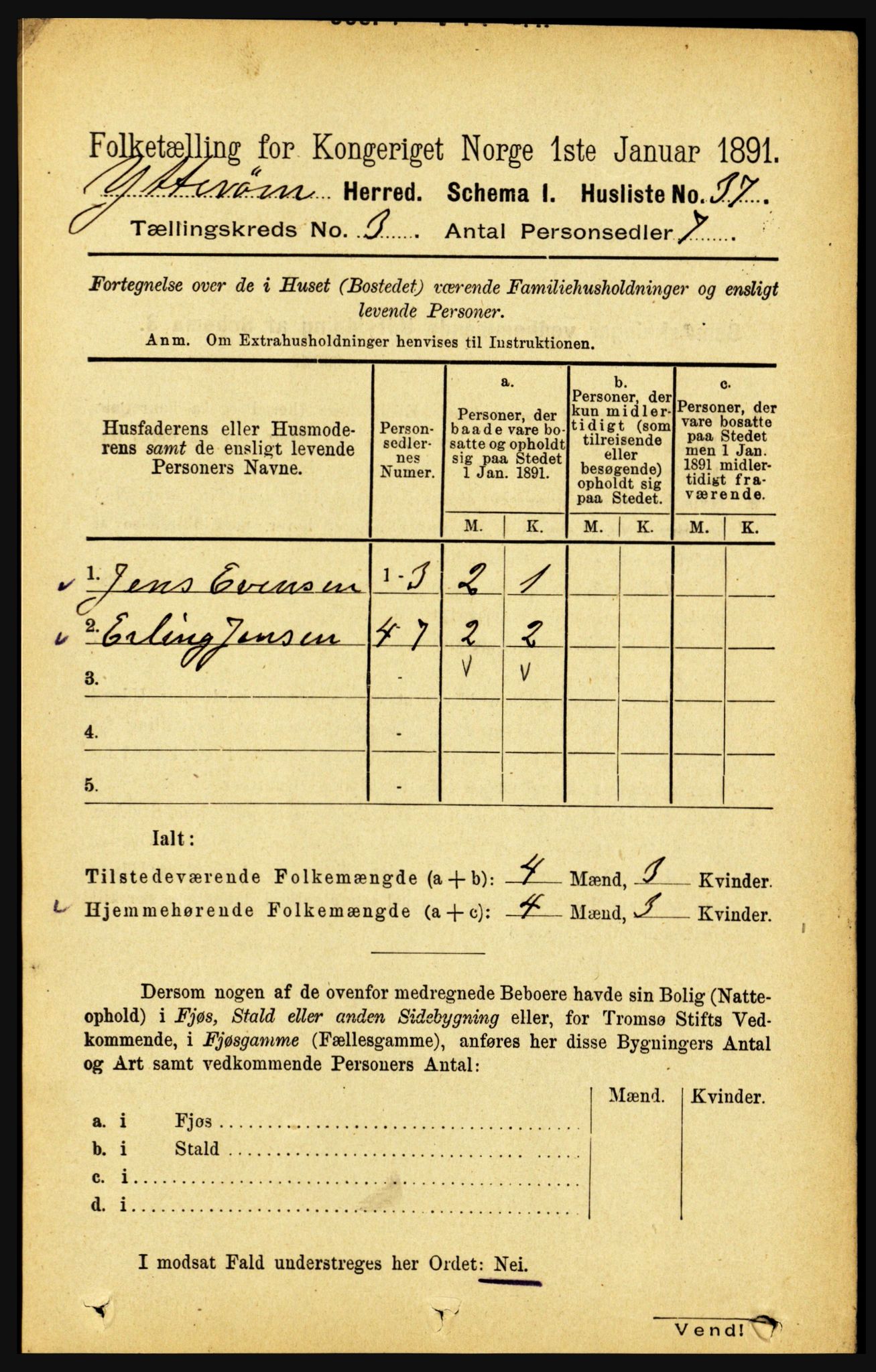 RA, 1891 census for 1722 Ytterøy, 1891, p. 1208