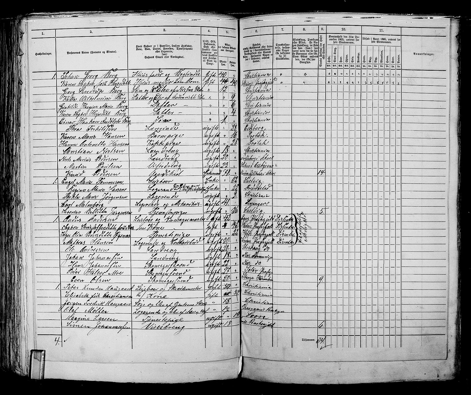 RA, 1865 census for Kristiania, 1865, p. 1952