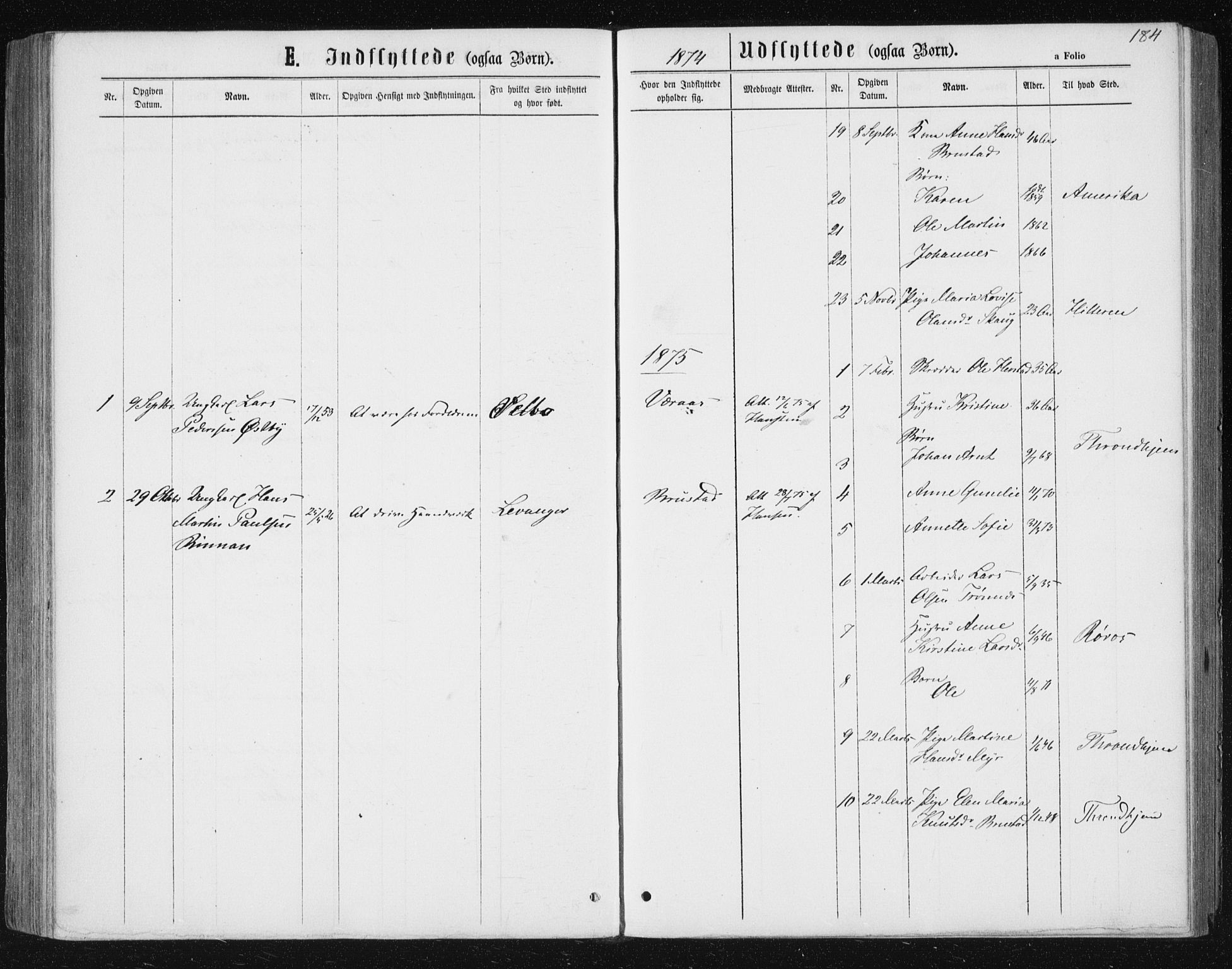 Ministerialprotokoller, klokkerbøker og fødselsregistre - Nord-Trøndelag, SAT/A-1458/722/L0219: Parish register (official) no. 722A06, 1868-1880, p. 184