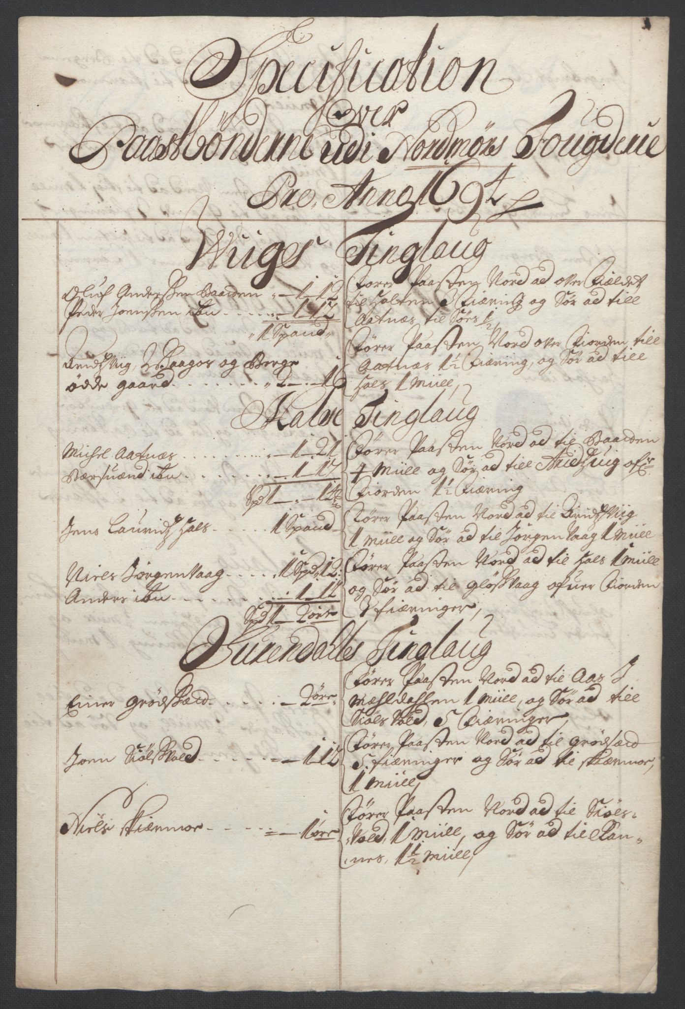 Rentekammeret inntil 1814, Reviderte regnskaper, Fogderegnskap, AV/RA-EA-4092/R56/L3736: Fogderegnskap Nordmøre, 1694-1696, p. 115