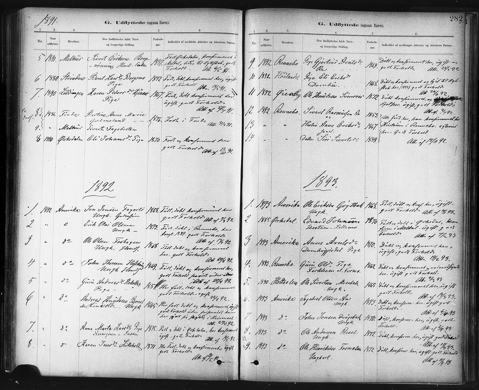 Ministerialprotokoller, klokkerbøker og fødselsregistre - Sør-Trøndelag, SAT/A-1456/672/L0857: Parish register (official) no. 672A09, 1882-1893, p. 282