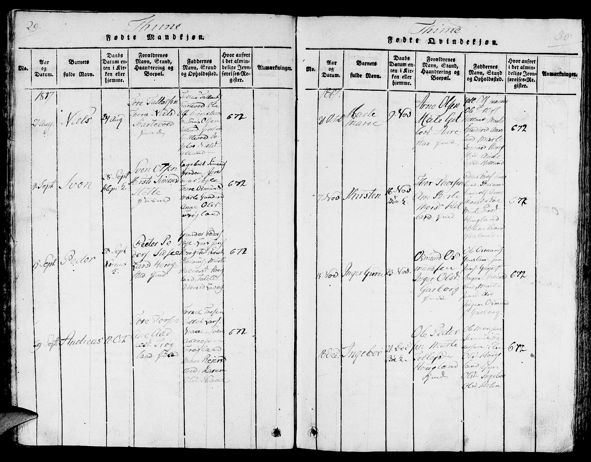 Lye sokneprestkontor, SAST/A-101794/001/30/30BA/L0003: Parish register (official) no. A 3 /1, 1816-1826, p. 29-30
