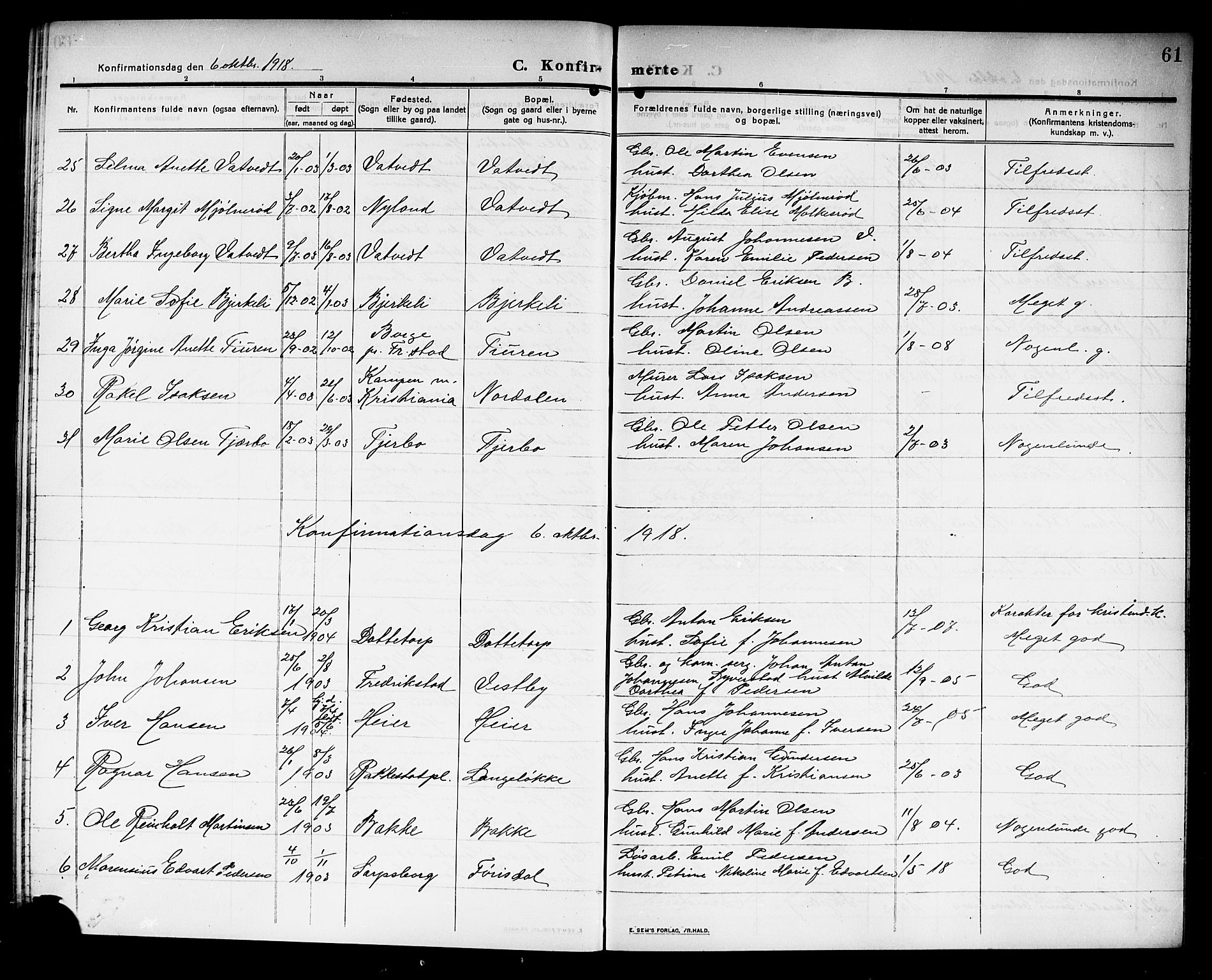 Rakkestad prestekontor Kirkebøker, AV/SAO-A-2008/G/Gb/L0002: Parish register (copy) no. II 2, 1909-1920, p. 61