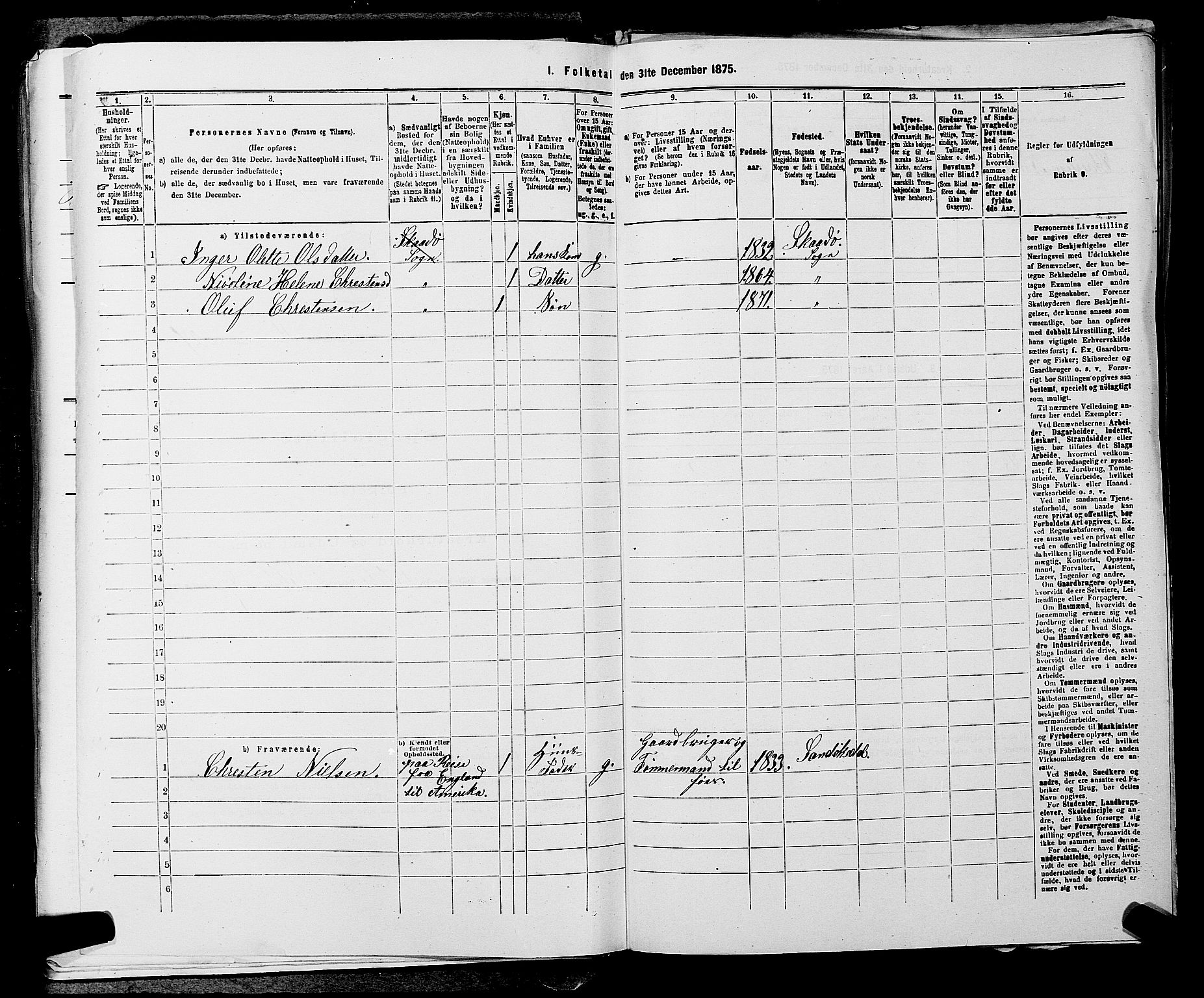 SAKO, 1875 census for 0816P Sannidal, 1875, p. 800