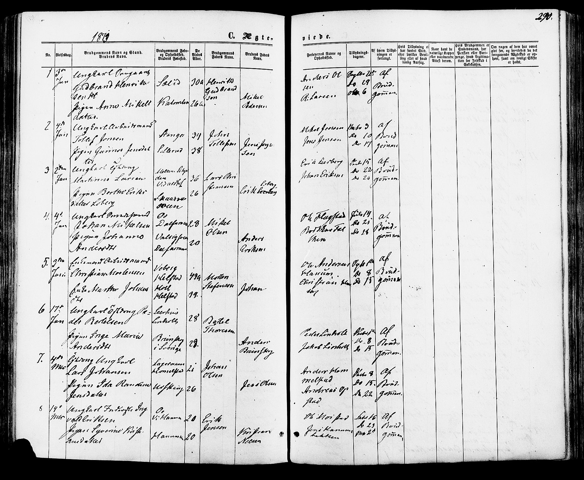 Vang prestekontor, Hedmark, SAH/PREST-008/H/Ha/Haa/L0015: Parish register (official) no. 15, 1871-1885, p. 290