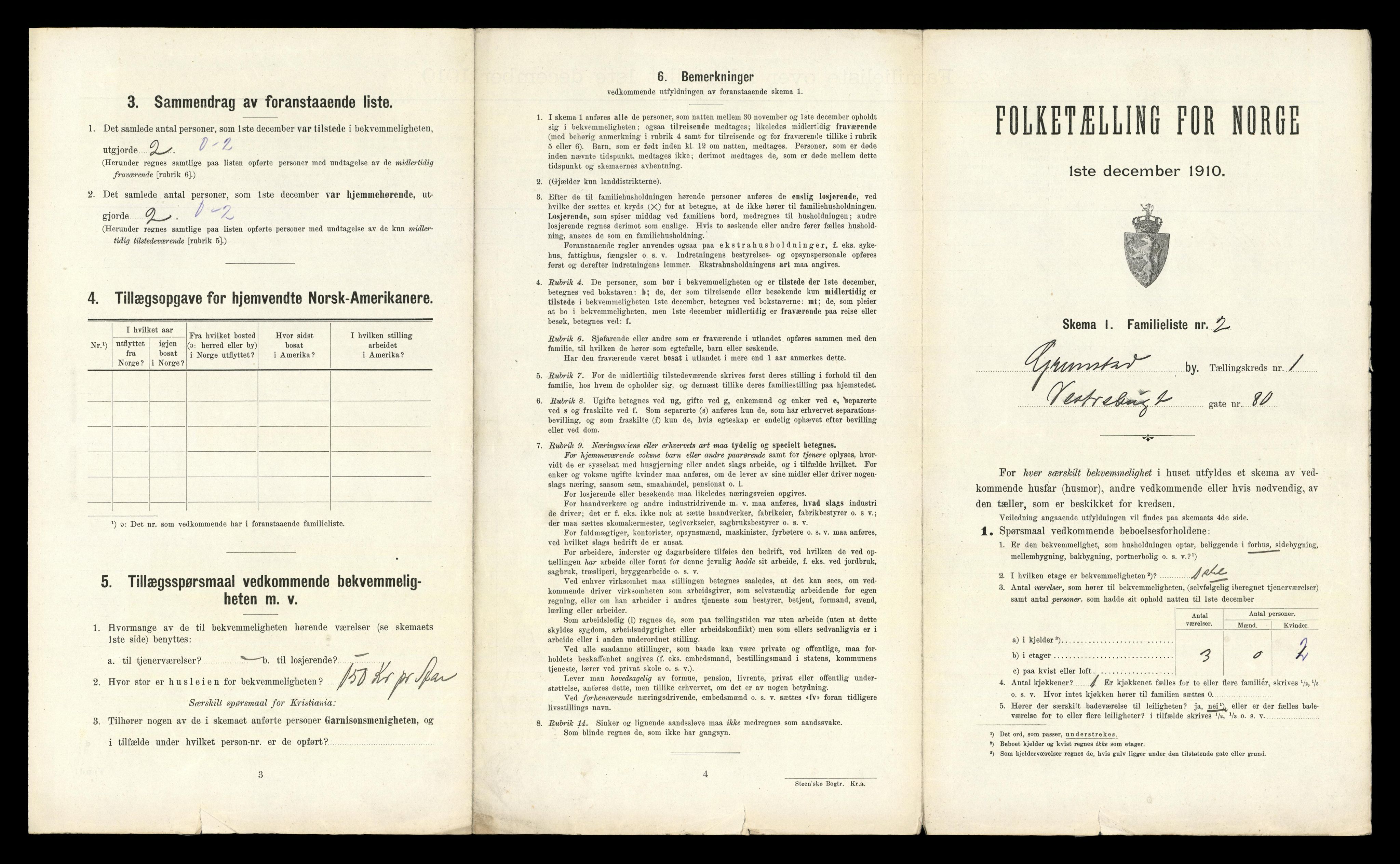 RA, 1910 census for Grimstad, 1910, p. 610