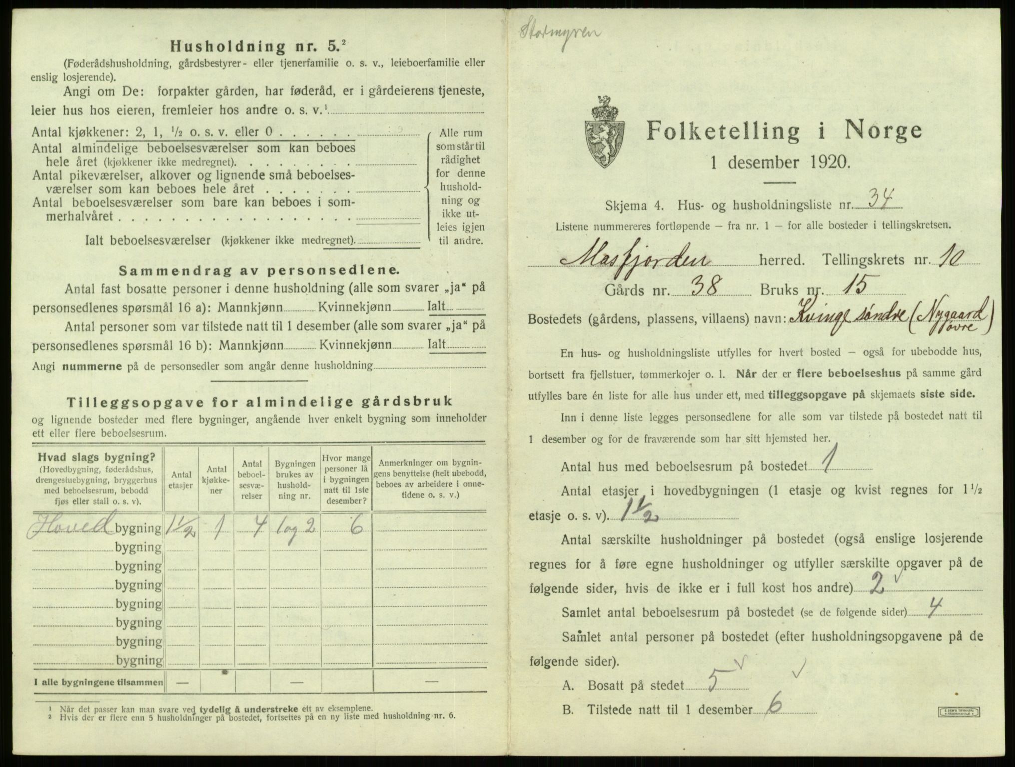 SAB, 1920 census for Masfjorden, 1920, p. 531