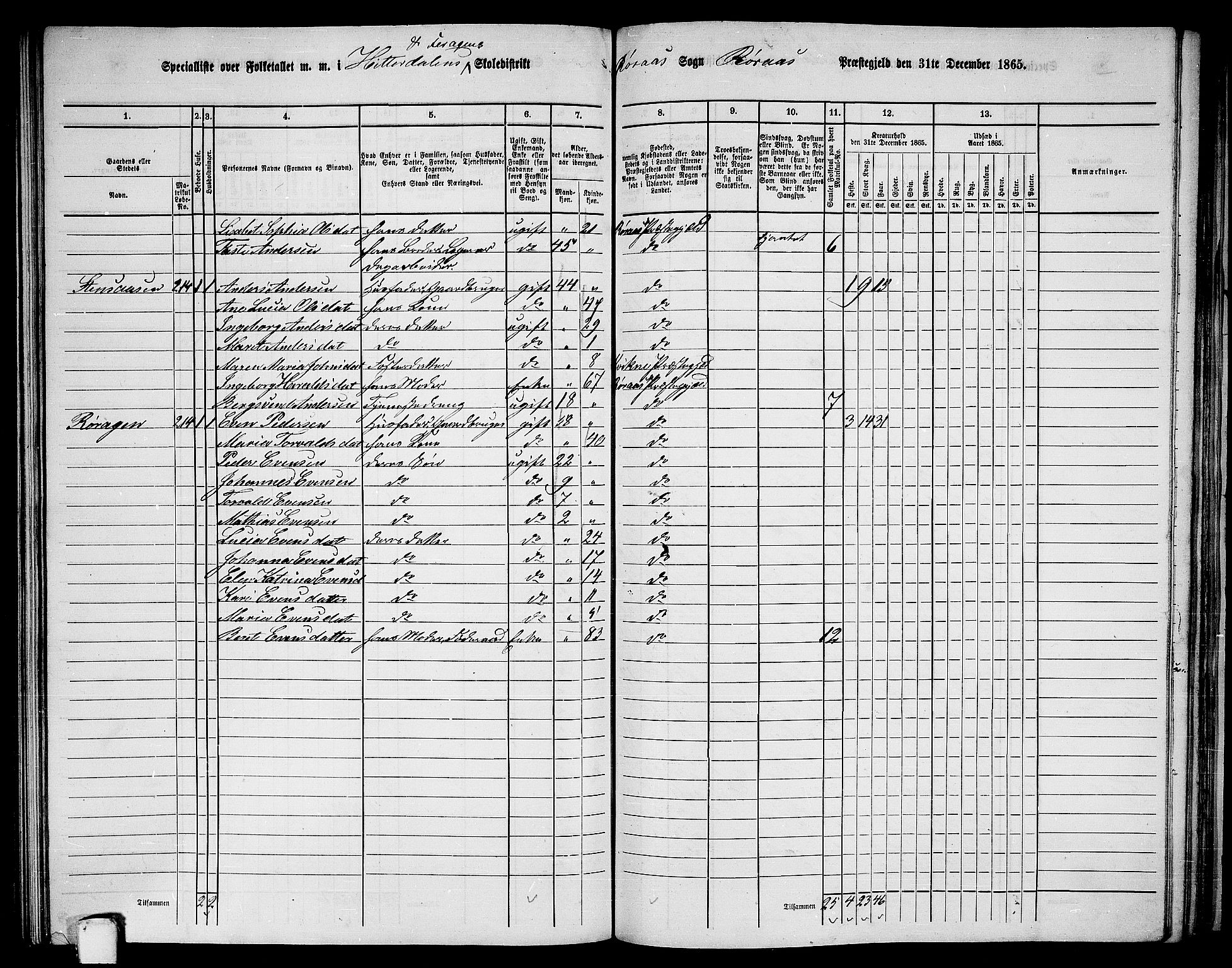 RA, 1865 census for Røros, 1865, p. 108