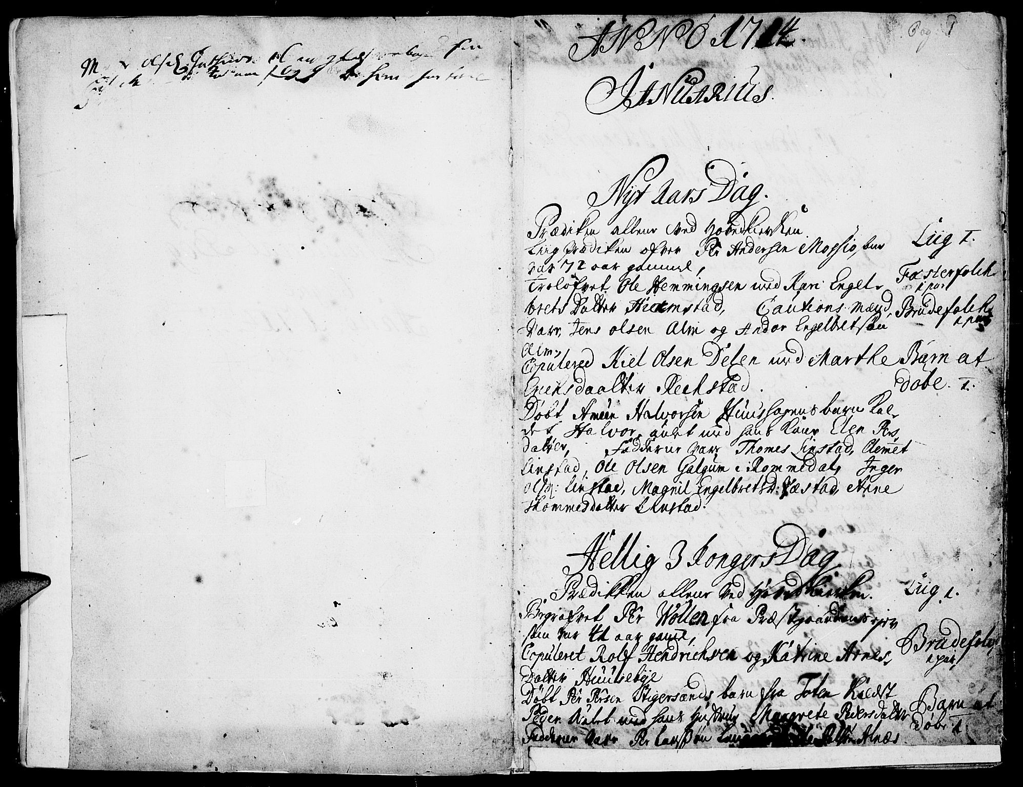 Stange prestekontor, SAH/PREST-002/K/L0001: Parish register (official) no. 1, 1714-1722, p. 0-1