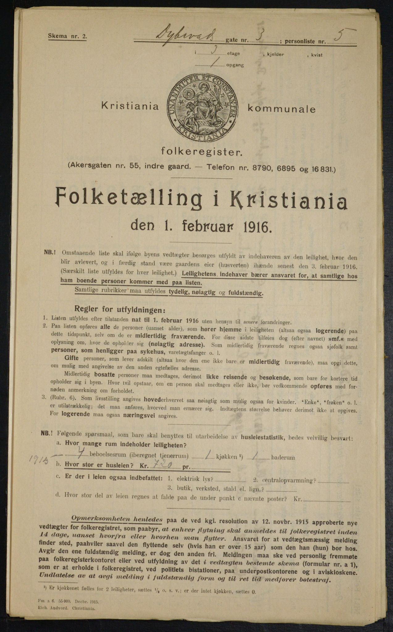 OBA, Municipal Census 1916 for Kristiania, 1916, p. 17564