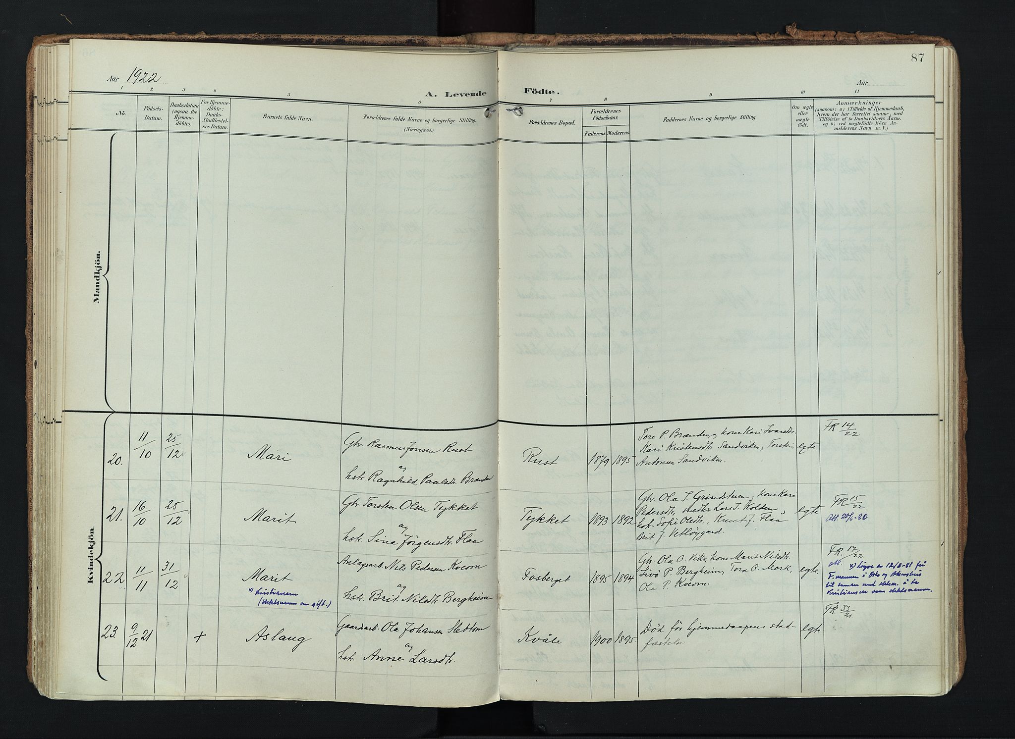 Lom prestekontor, SAH/PREST-070/K/L0010: Parish register (official) no. 10, 1899-1926, p. 87