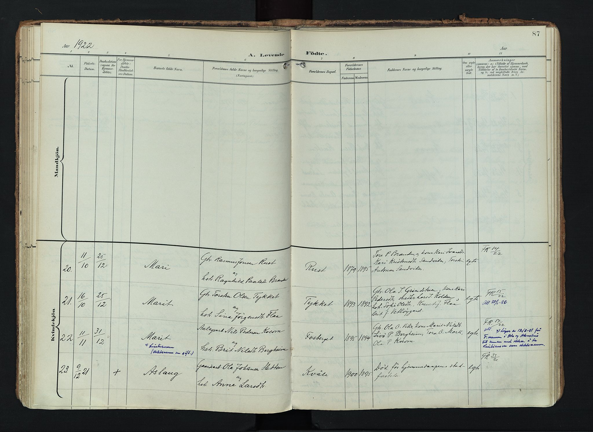 Lom prestekontor, AV/SAH-PREST-070/K/L0010: Parish register (official) no. 10, 1899-1926, p. 87