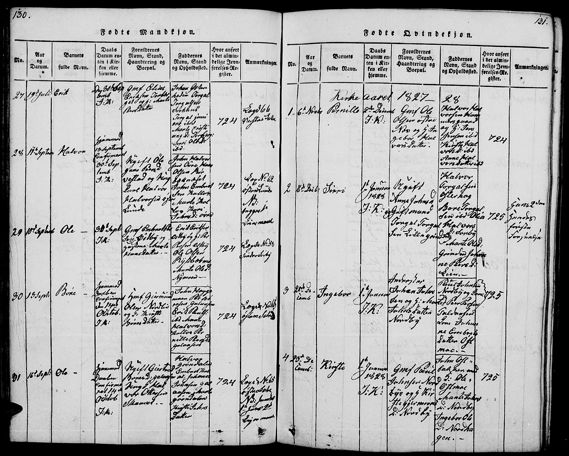 Trysil prestekontor, AV/SAH-PREST-046/H/Ha/Hab/L0004: Parish register (copy) no. 4, 1814-1841, p. 130-131