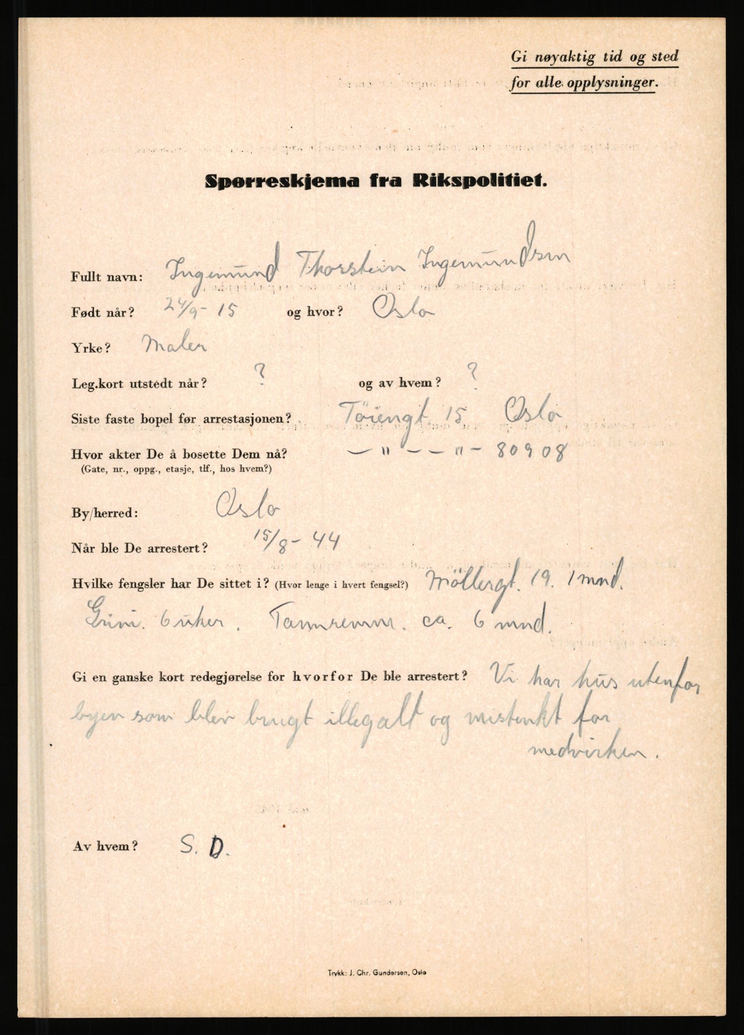 Rikspolitisjefen, AV/RA-S-1560/L/L0007: Heen, Erik C. - Iversen, Trygve, 1940-1945, p. 1151