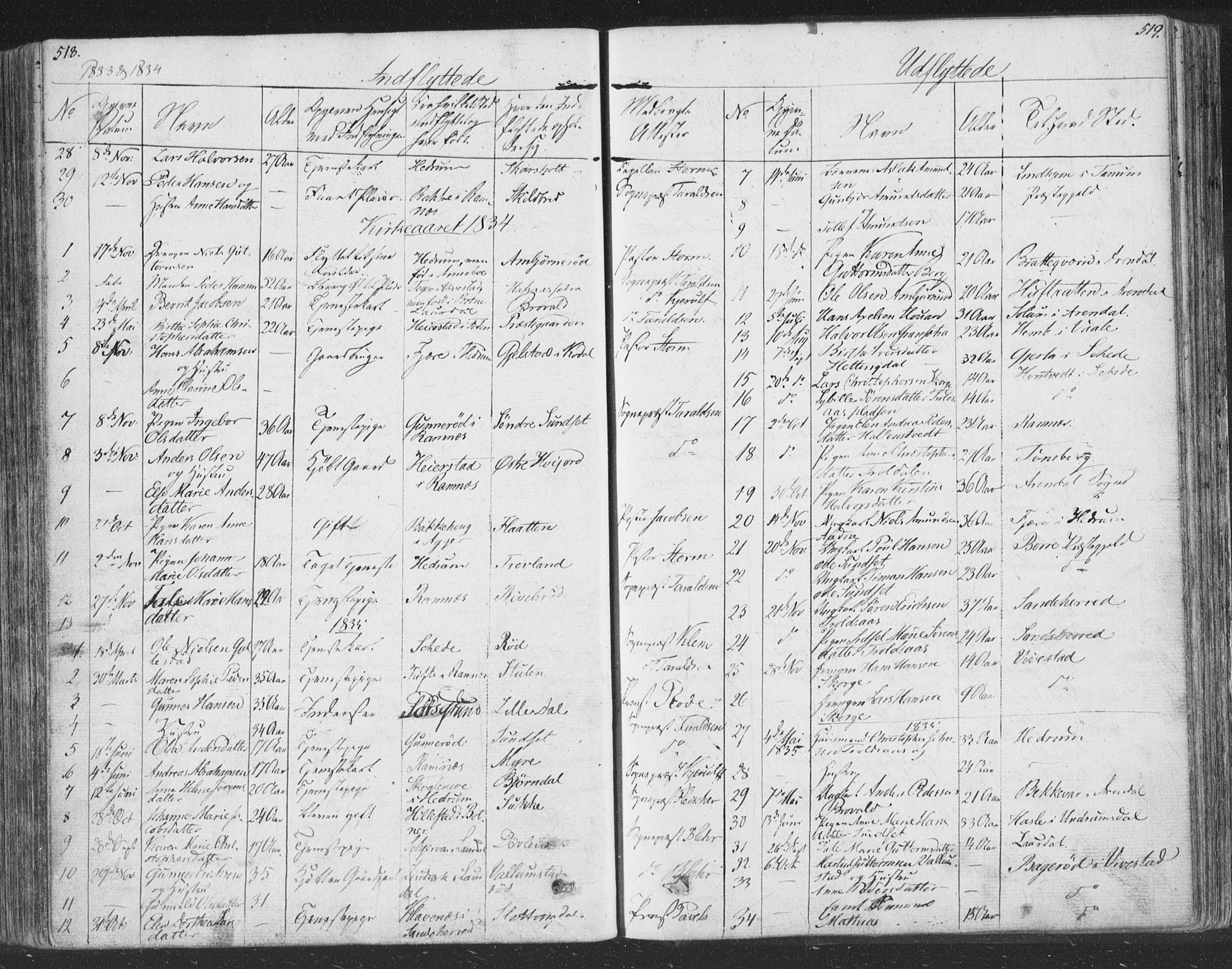 Andebu kirkebøker, AV/SAKO-A-336/F/Fa/L0004: Parish register (official) no. 4, 1829-1856, p. 518-519