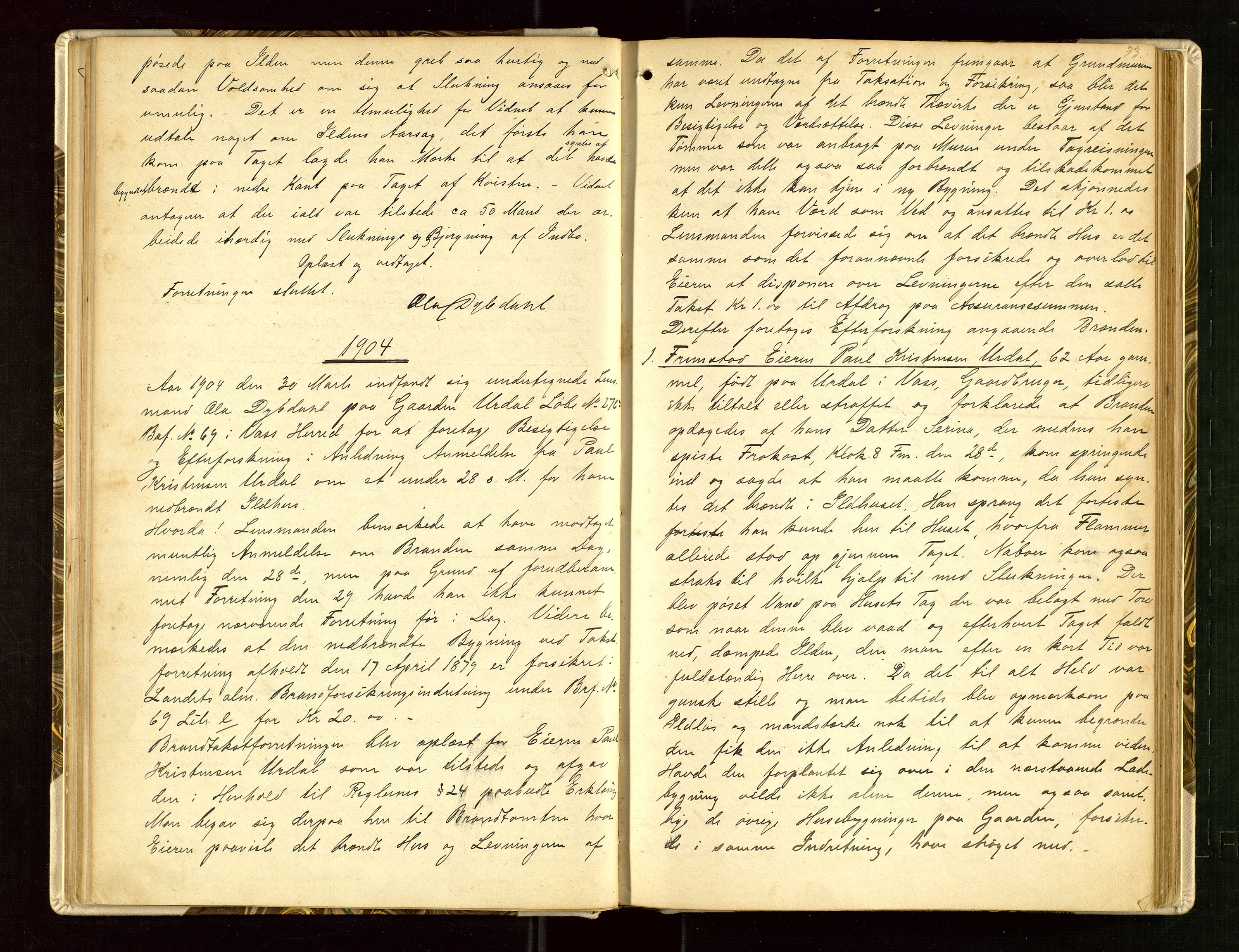 Skjold lensmannskontor, SAST/A-100182/Goa/L0002: "Brandtaksasjons-Protokol for Skjolds Thinglag", 1890-1949, p. 32b-33a